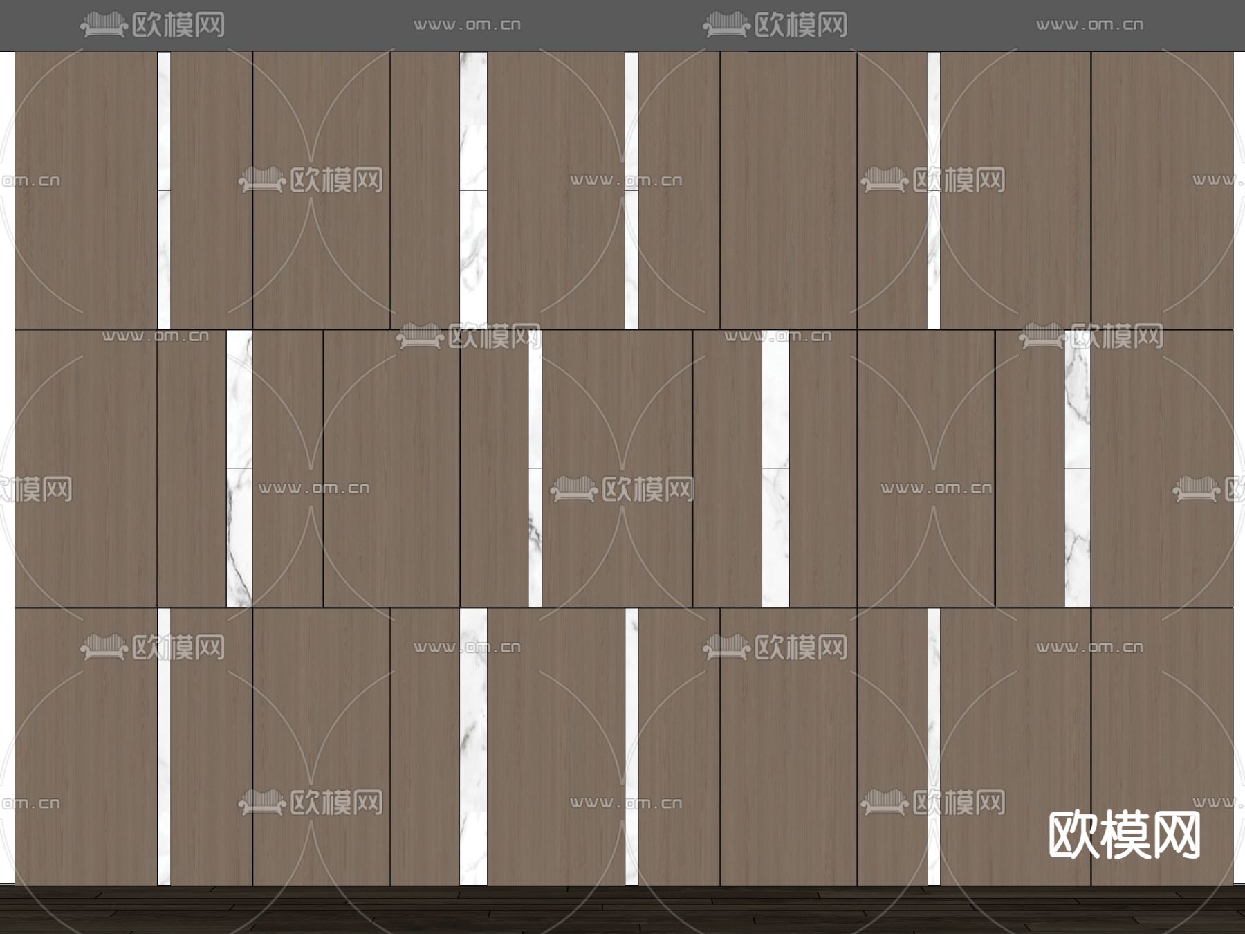 木饰面造型背景墙su模型