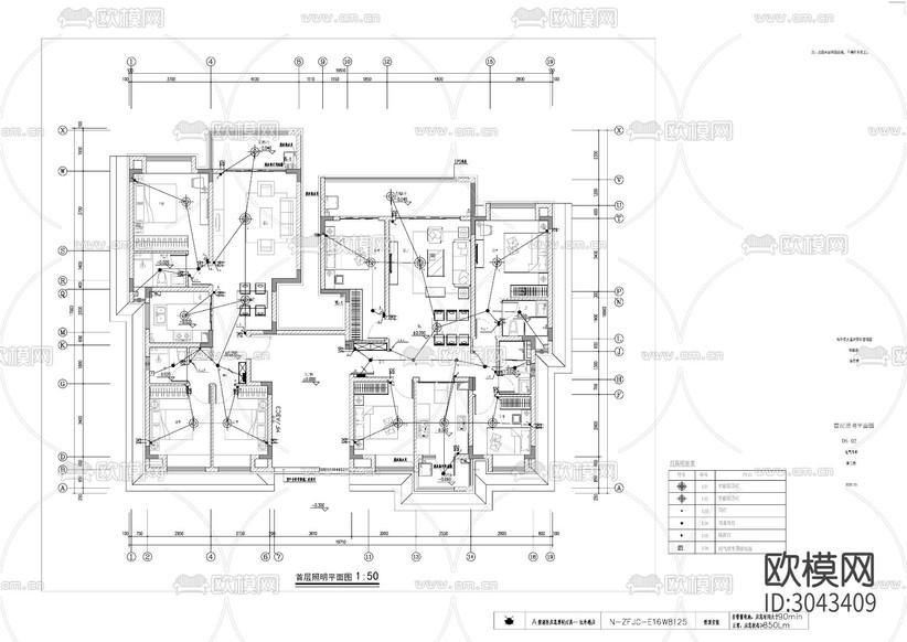 建筑樣板房-電氣 給排水cad施工圖下載(渲染圖4)