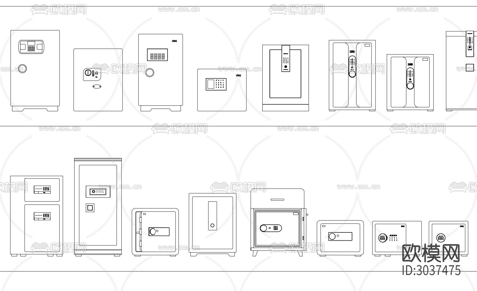 各类装饰箱子保险箱CAD图库下载（渲染图4）