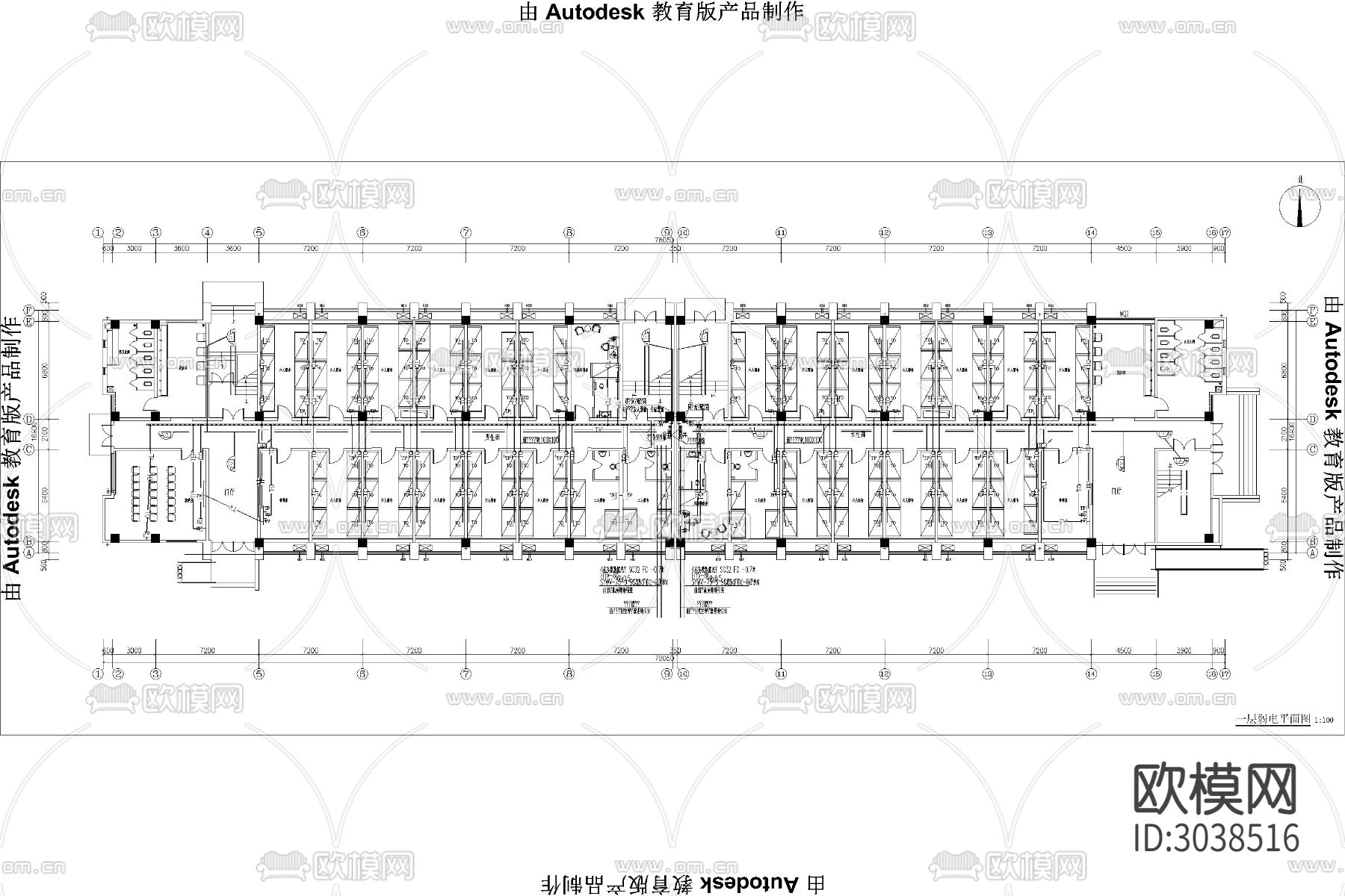 学校 职工 宿舍 强弱电 配电箱 干线 接线图 照明 电气图下载（渲染图8）