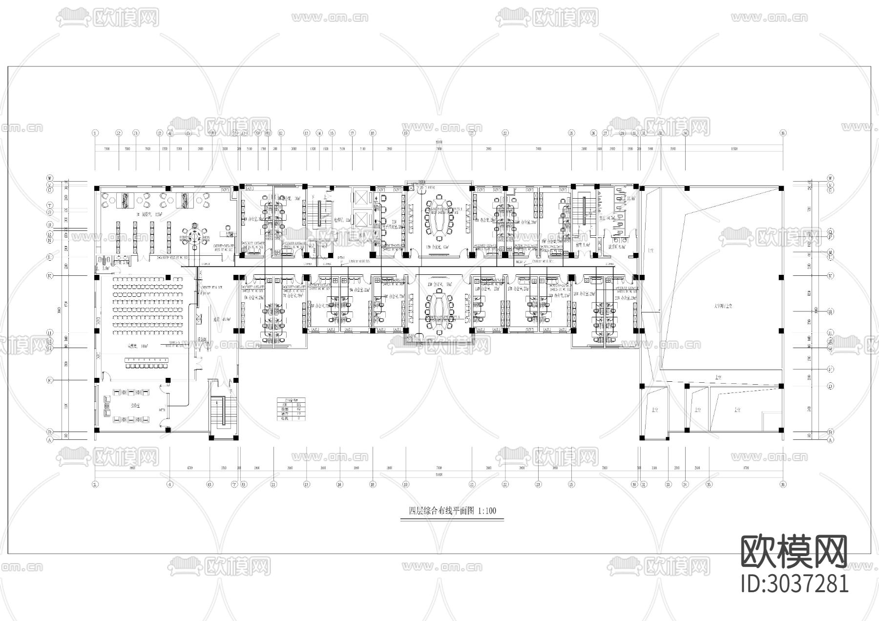 办公室综合布线CAD平面图下载（渲染图5）
