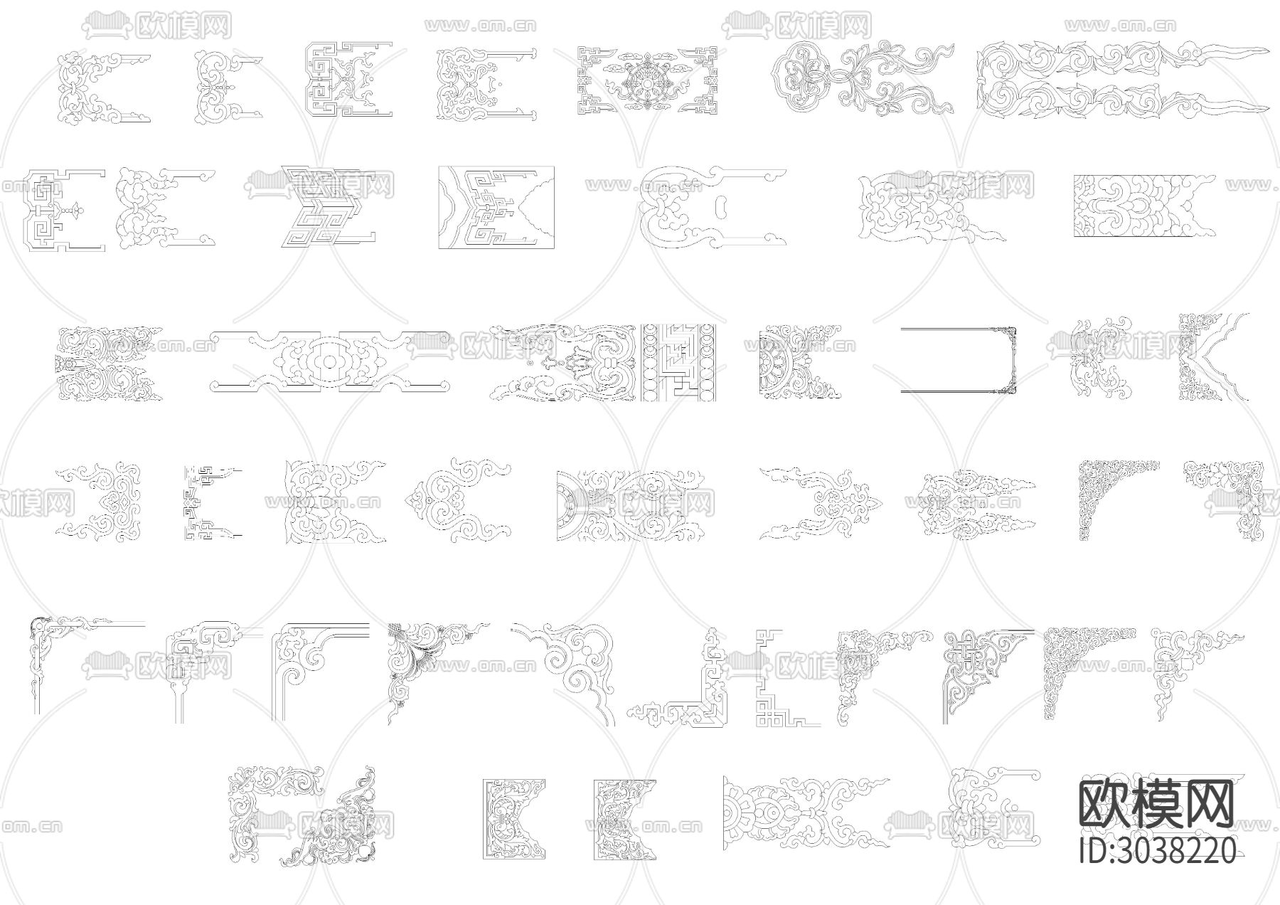 古建配件 麒麟狮子CAD图库下载（渲染图3）