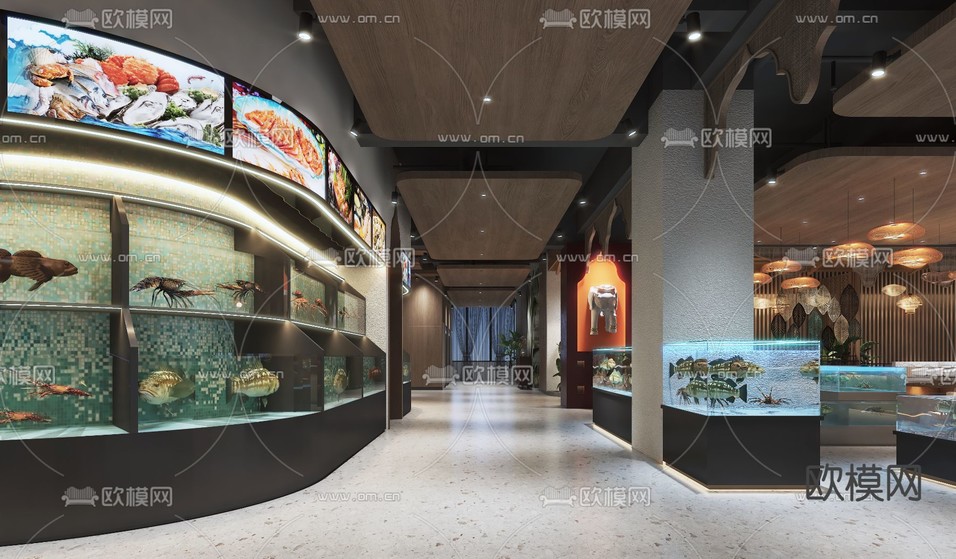自助餐廳 海鮮餐廳3d模型下載(渲染圖4)