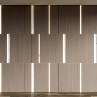 木饰面造型背景墙su模型