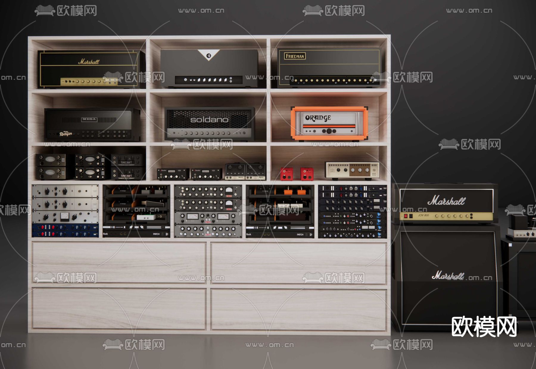 音箱功放效果器su模型下载（渲染图2）