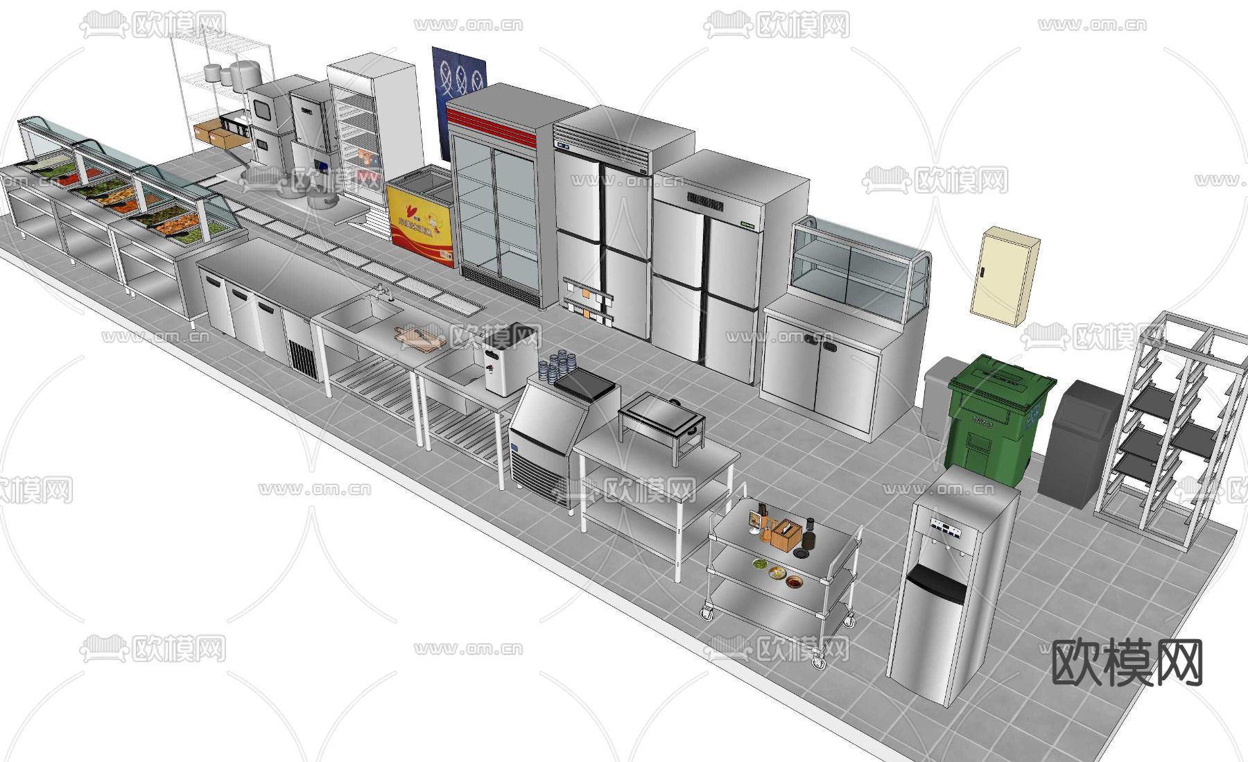 冰箱 冰柜su模型下载（渲染图2）