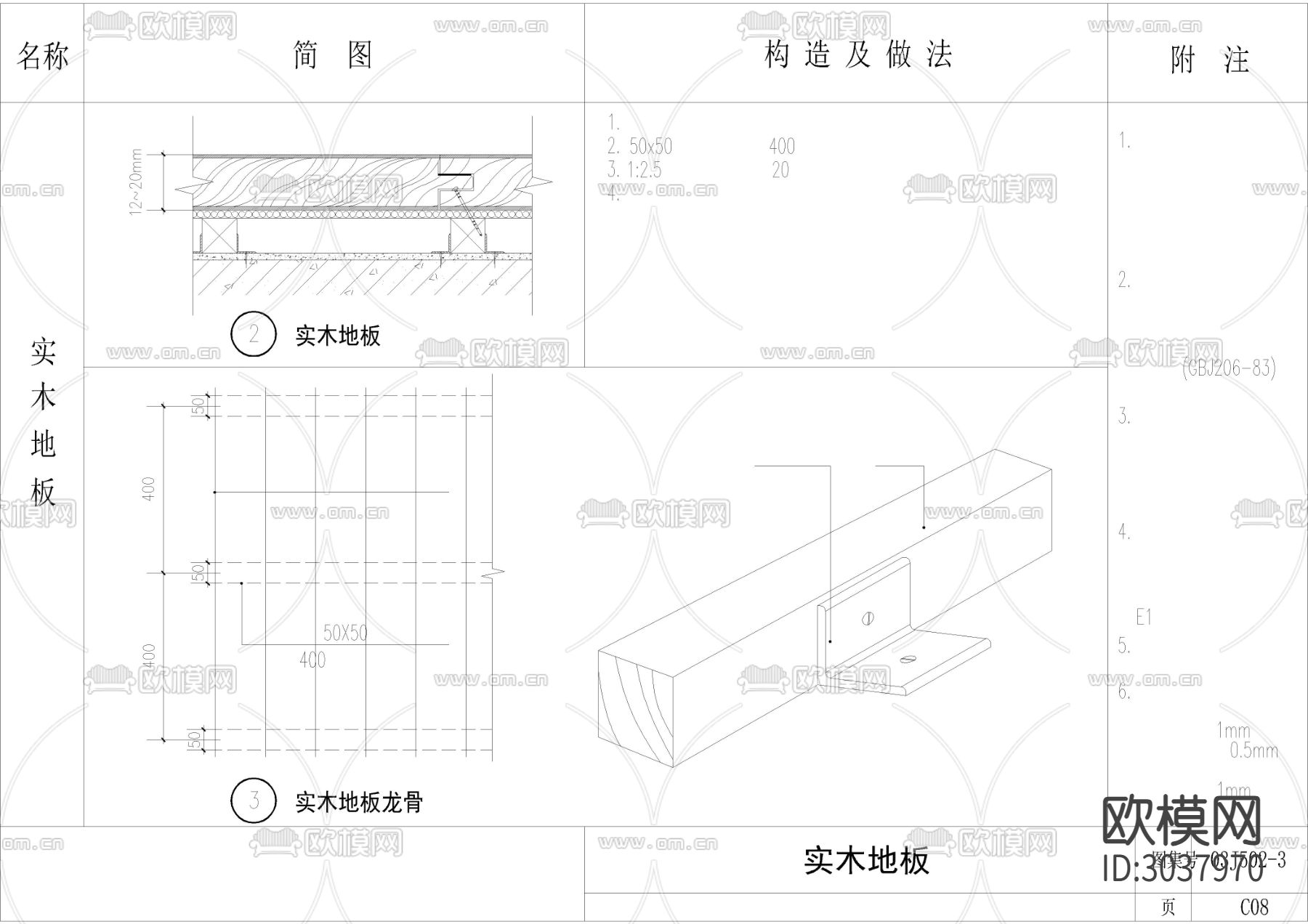 设计院标准图集 -木地板节点大样下载（渲染图4）
