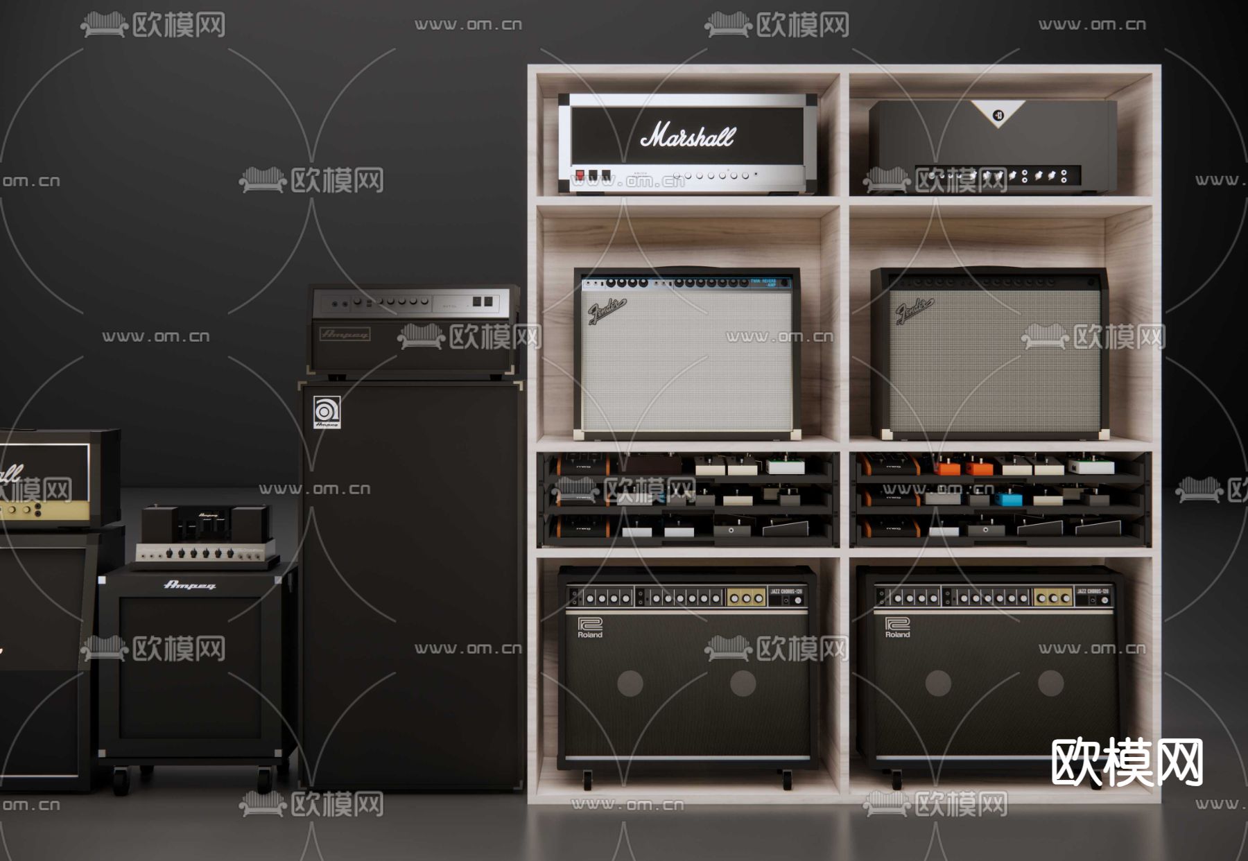 音箱功放效果器su模型下载（渲染图3）