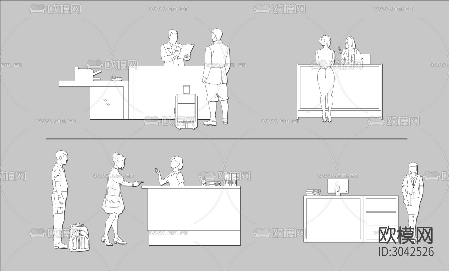 超市人物 收银台人物下载（渲染图1）