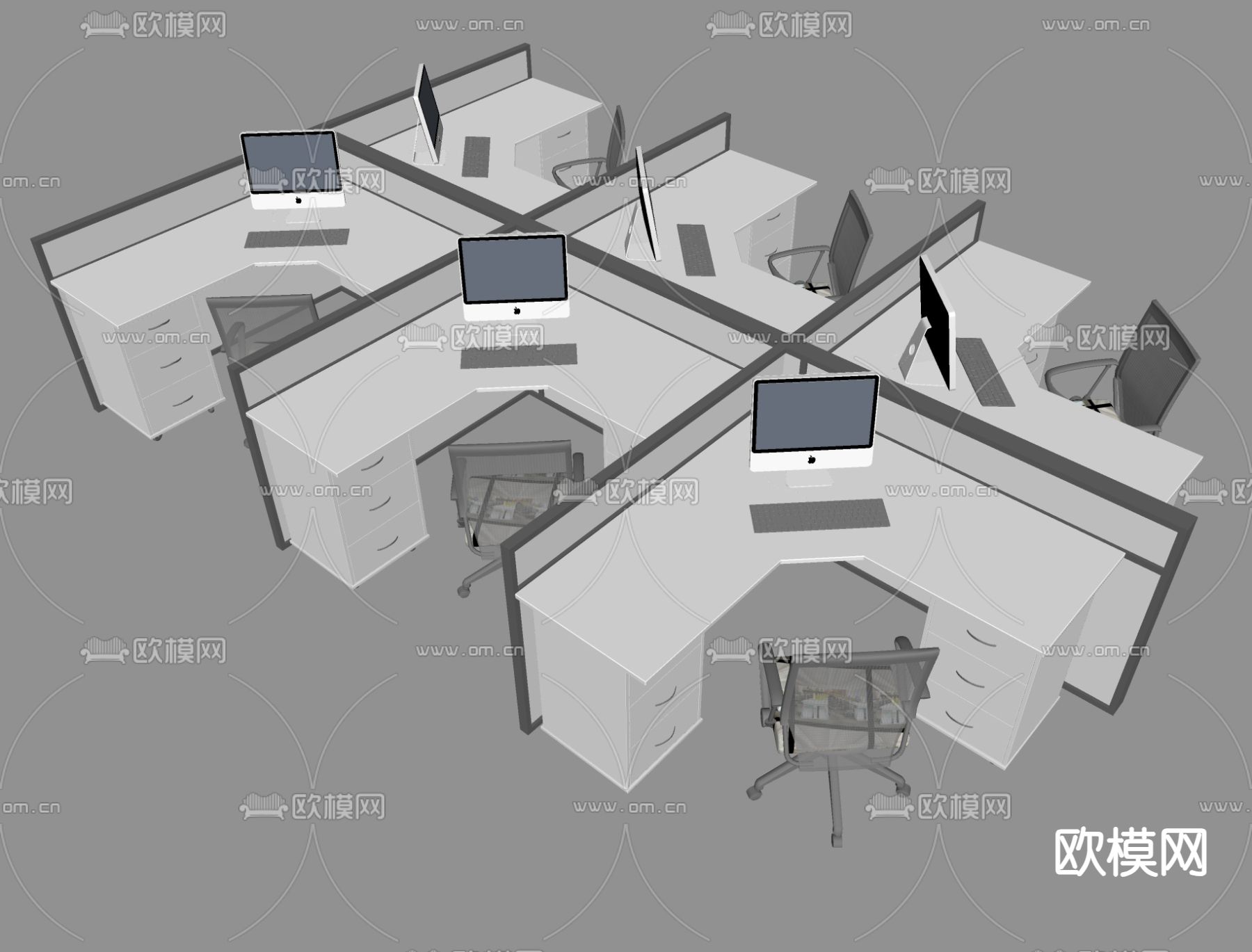办公桌su模型下载（渲染图1）