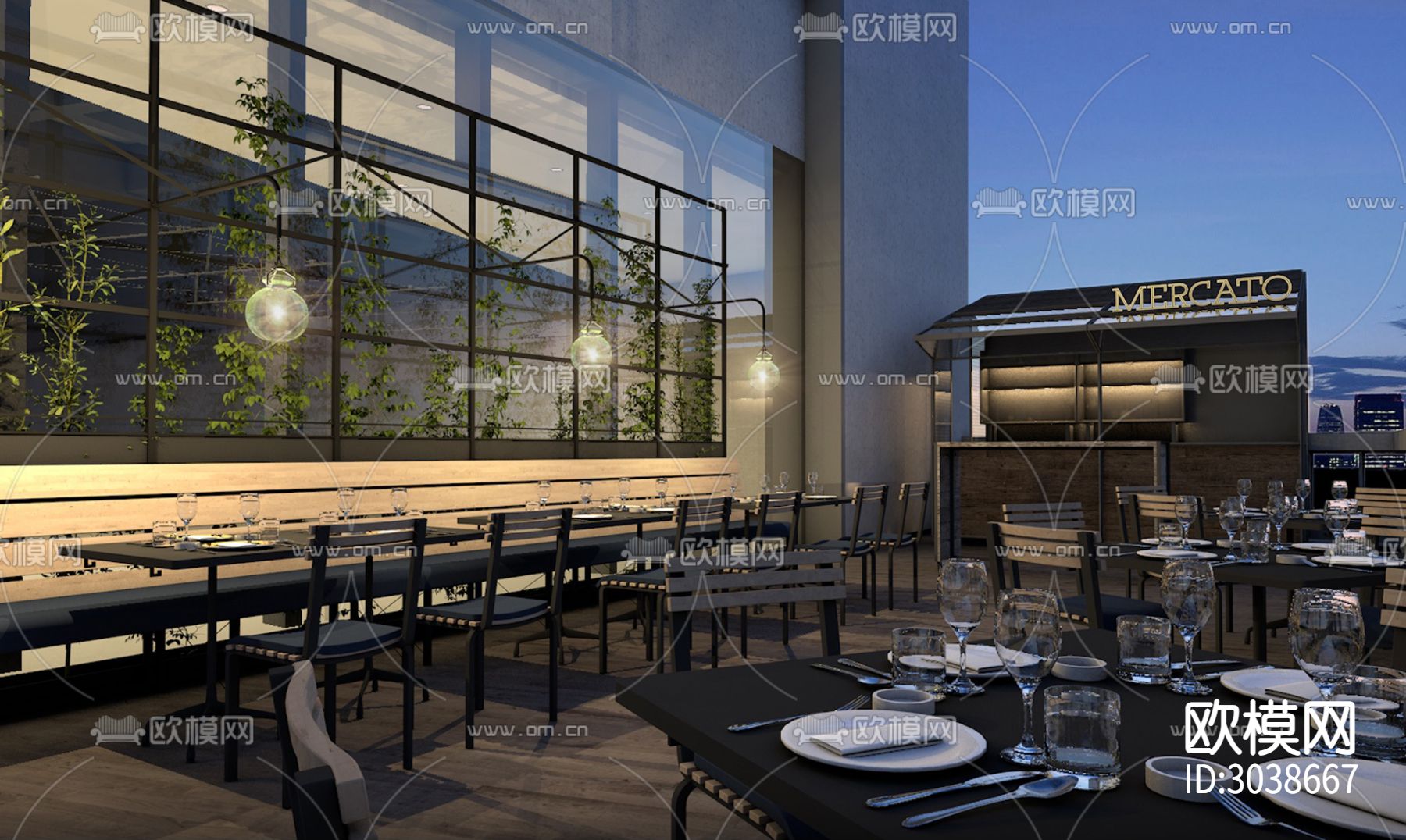 网红工业风 咖啡厅效果图下载（渲染图5）