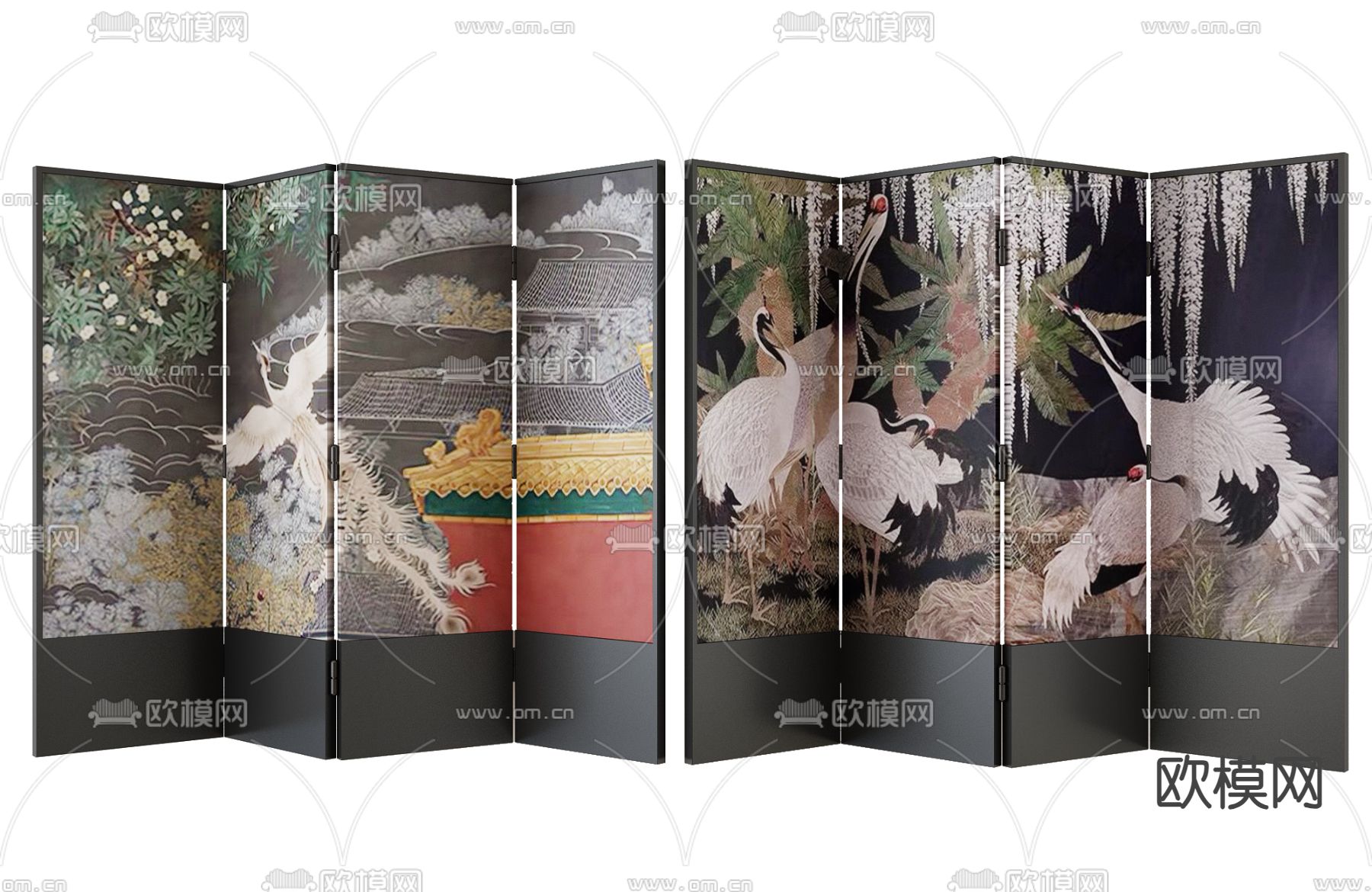 新中式屏风 隔断3d模型下载