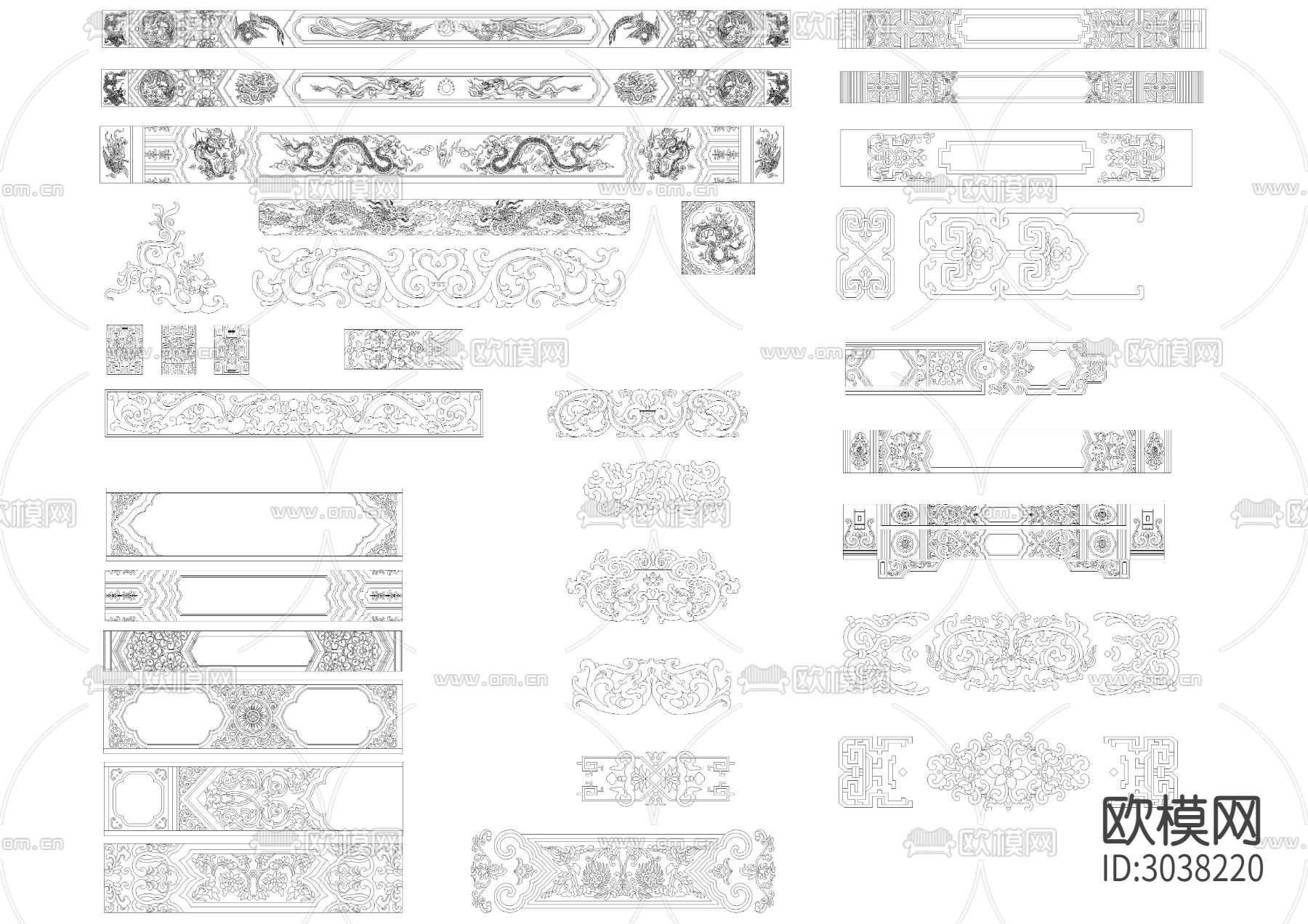 古建配件 麒麟狮子CAD图库下载（渲染图8）