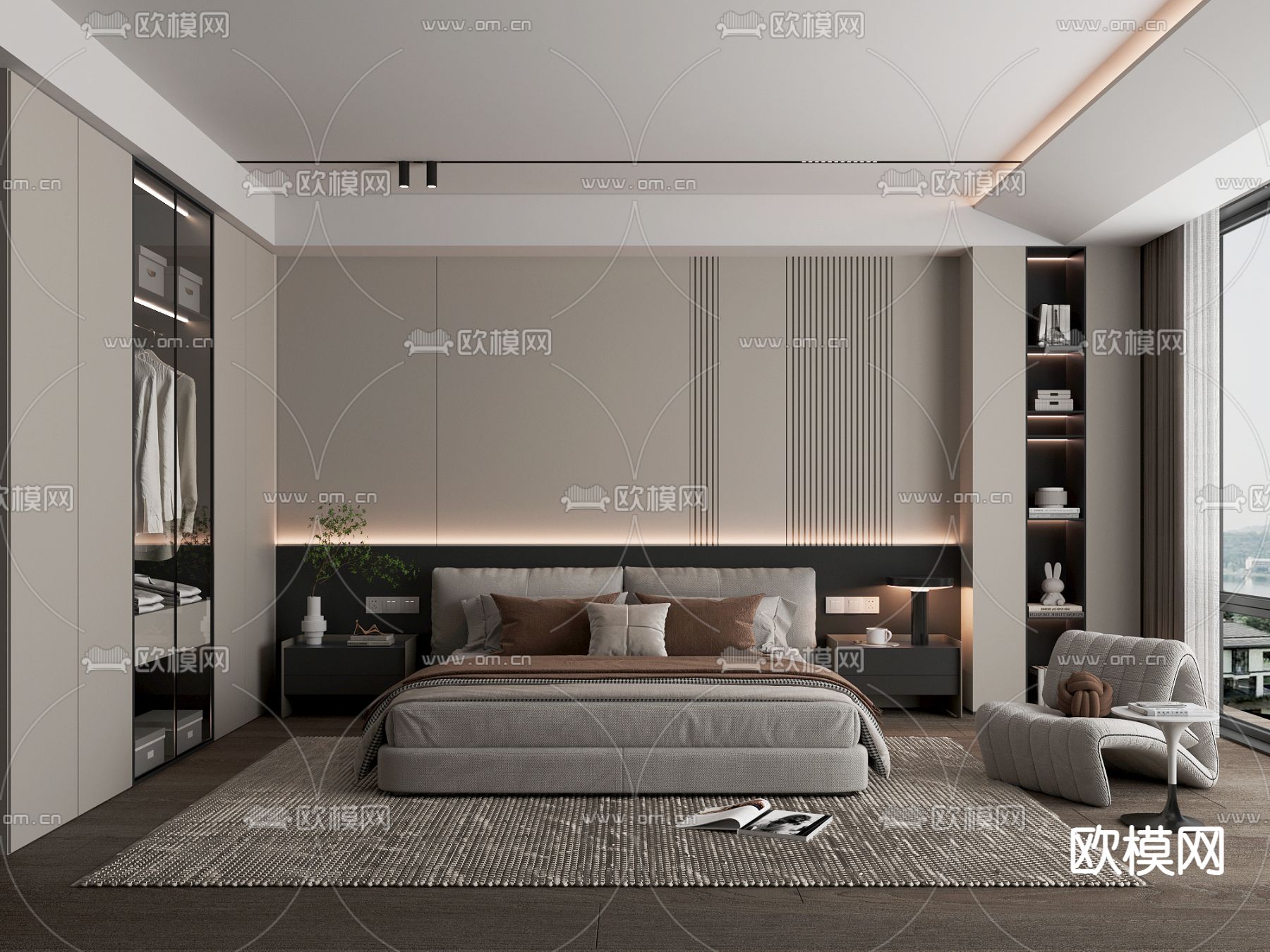 现代卧室 主卧 主人房3d模型下载