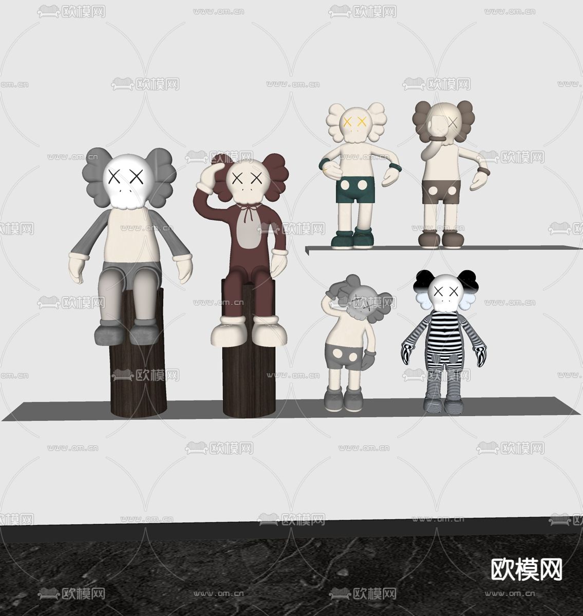 潮流 手办摆件su模型下载（渲染图1）