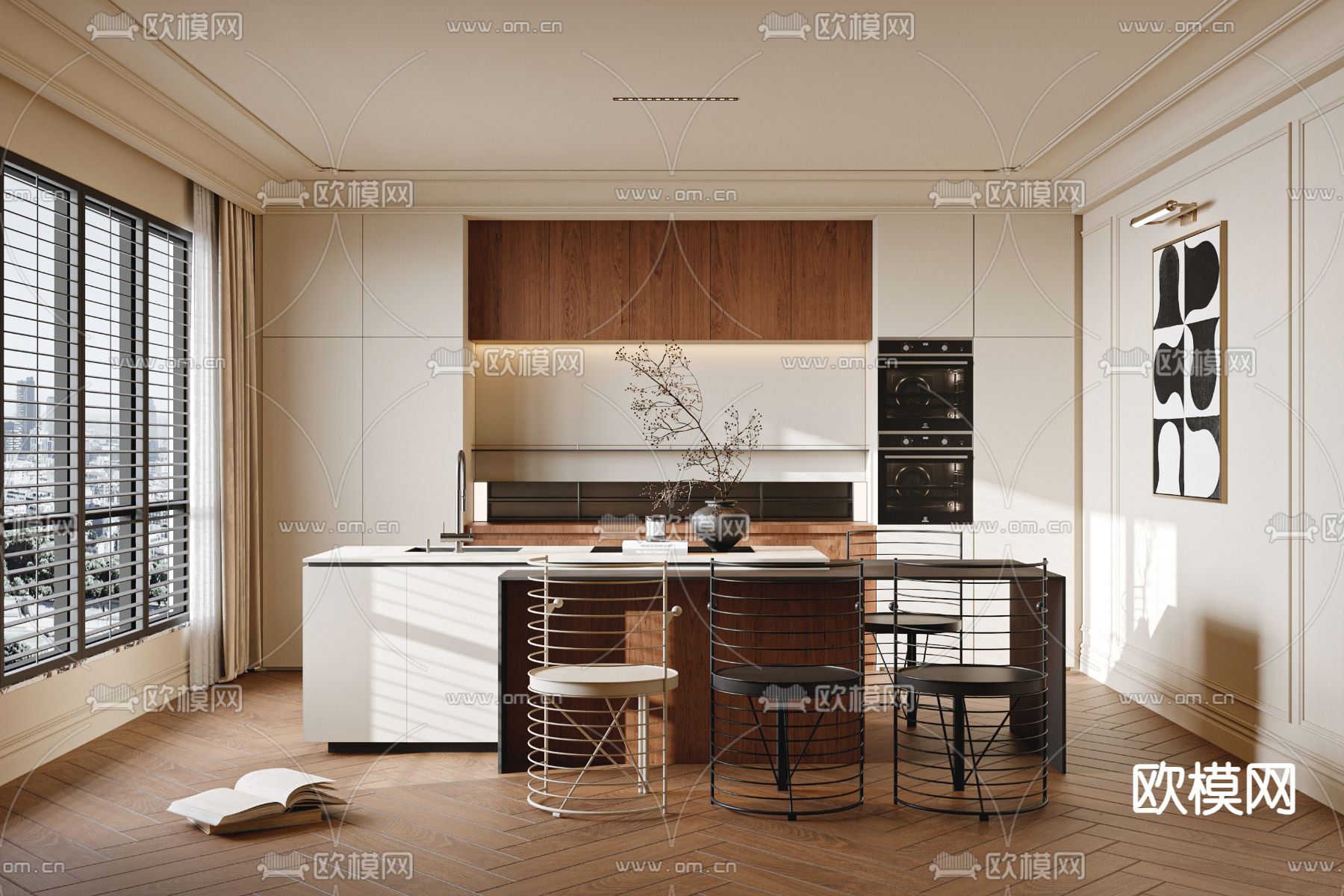 中古风餐厅su模型下载（渲染图2）