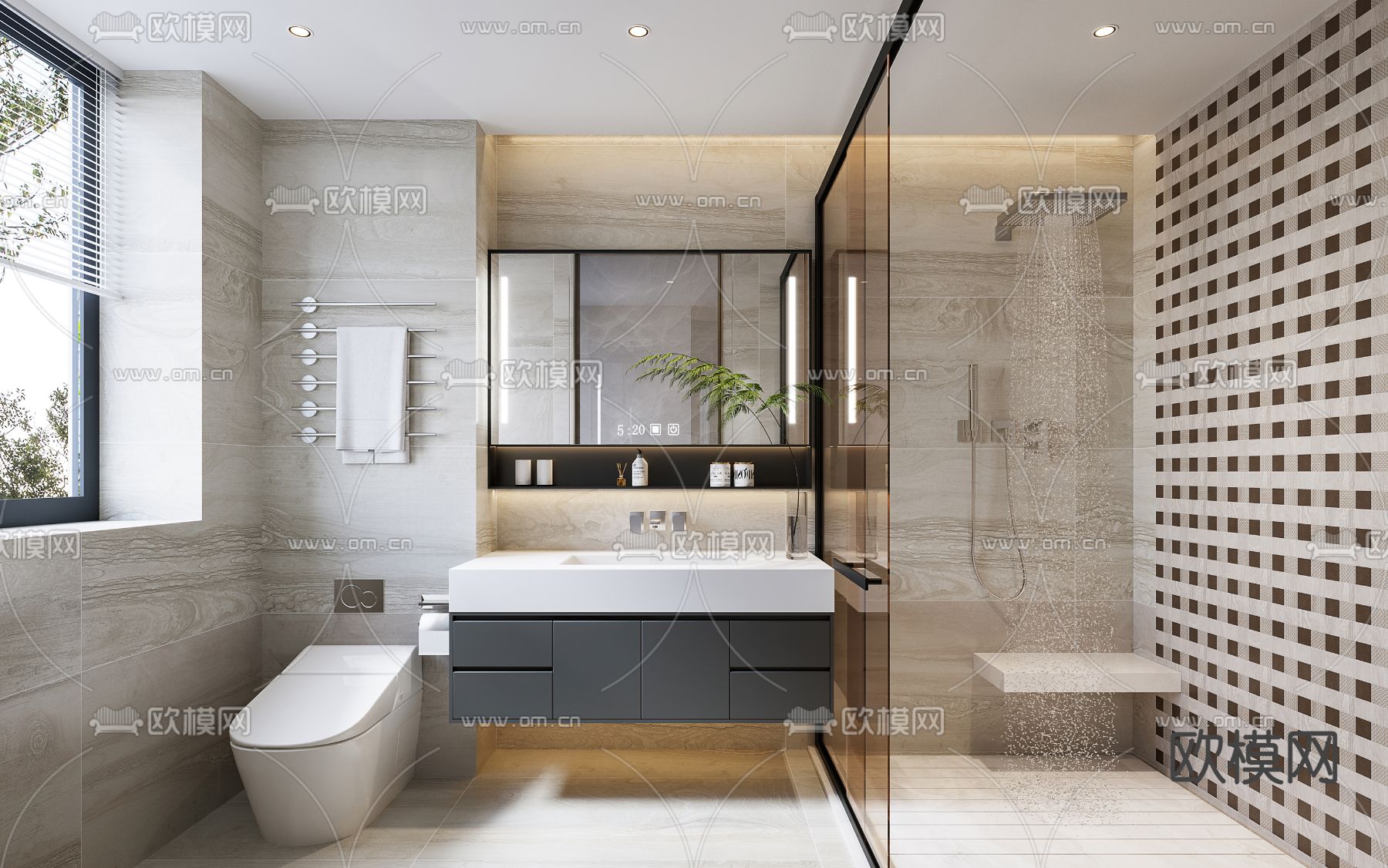 现代卫生间 浴室3d模型下载