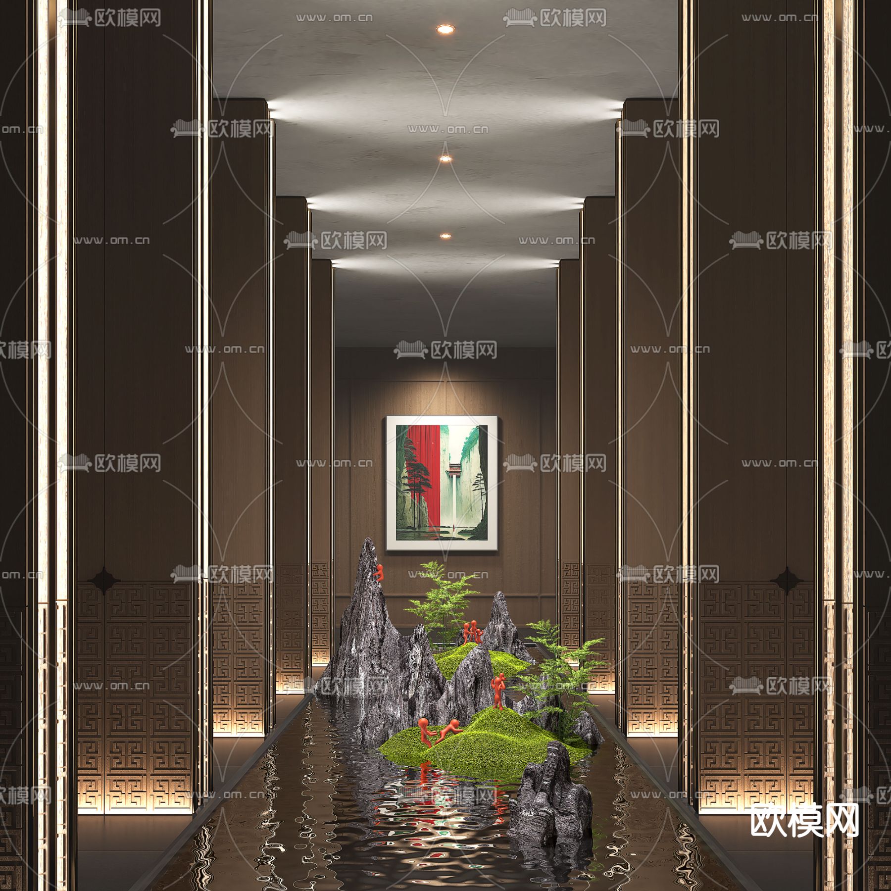 景观小品 假山水景 苔藓绿植3d模型下载