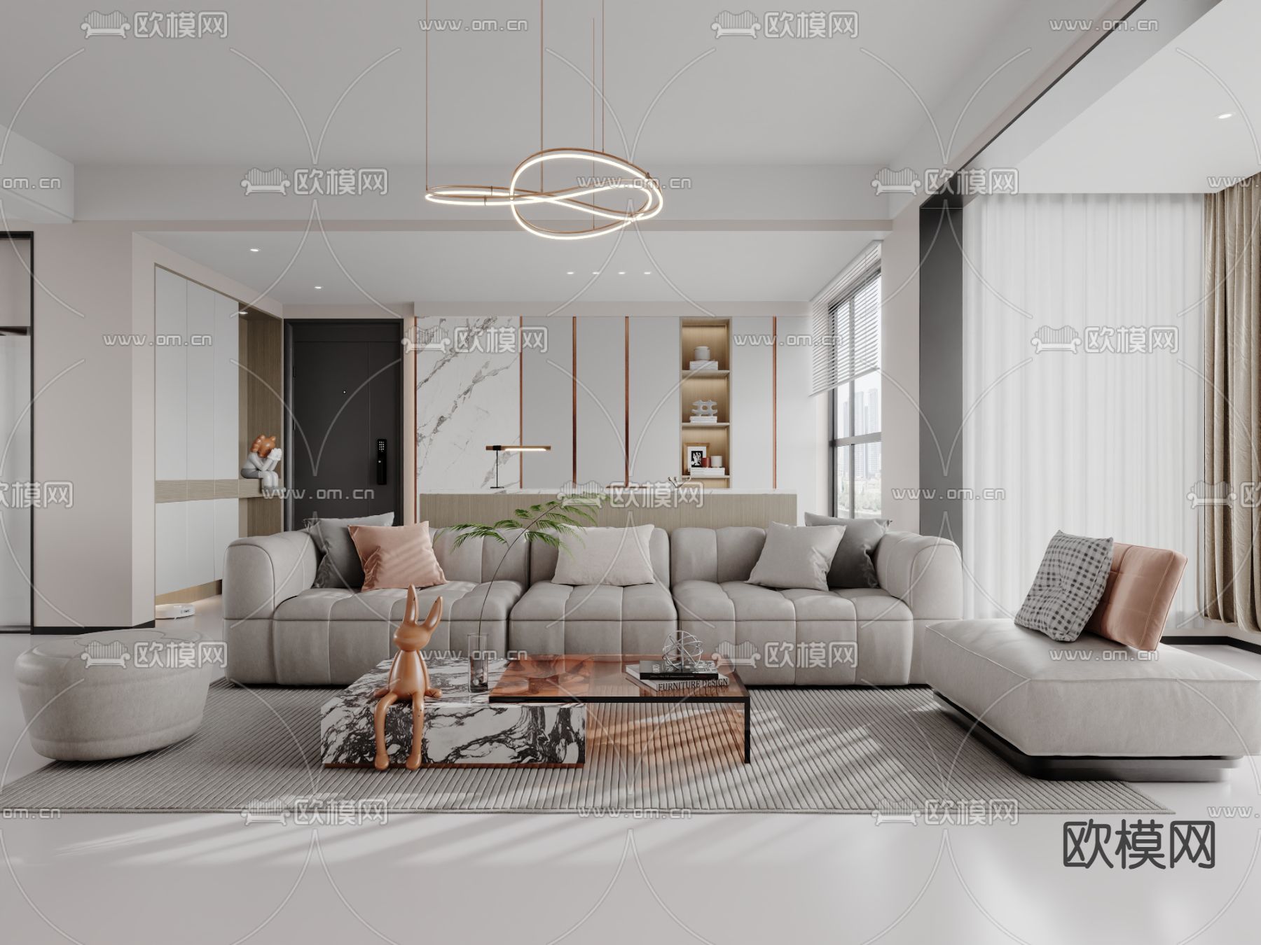 轻奢客餐厅免费3d模型下载（渲染图1）