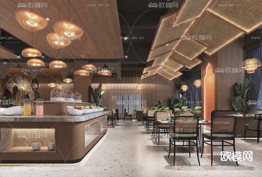 自助餐廳 海鮮餐廳3d模型下載(渲染圖1)