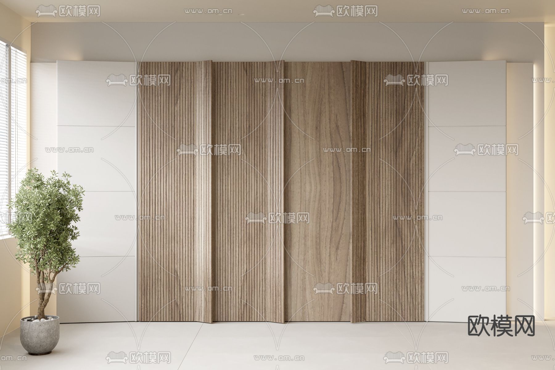 沙发背景墙su模型下载（渲染图2）