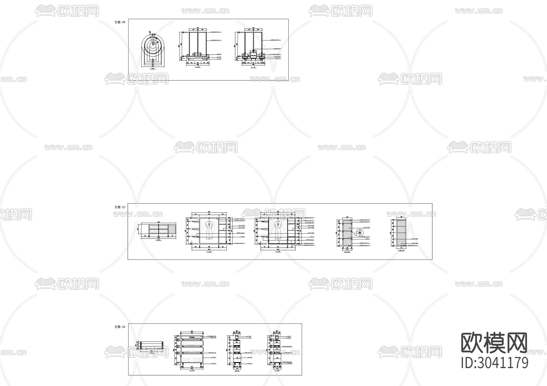 三款服装货架节点大样图下载（渲染图4）