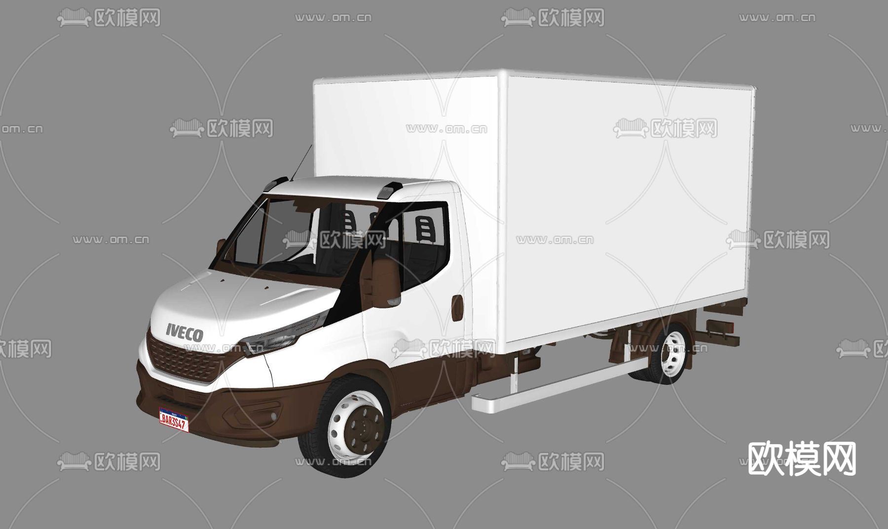依维柯箱式货车su模型下载（渲染图1）