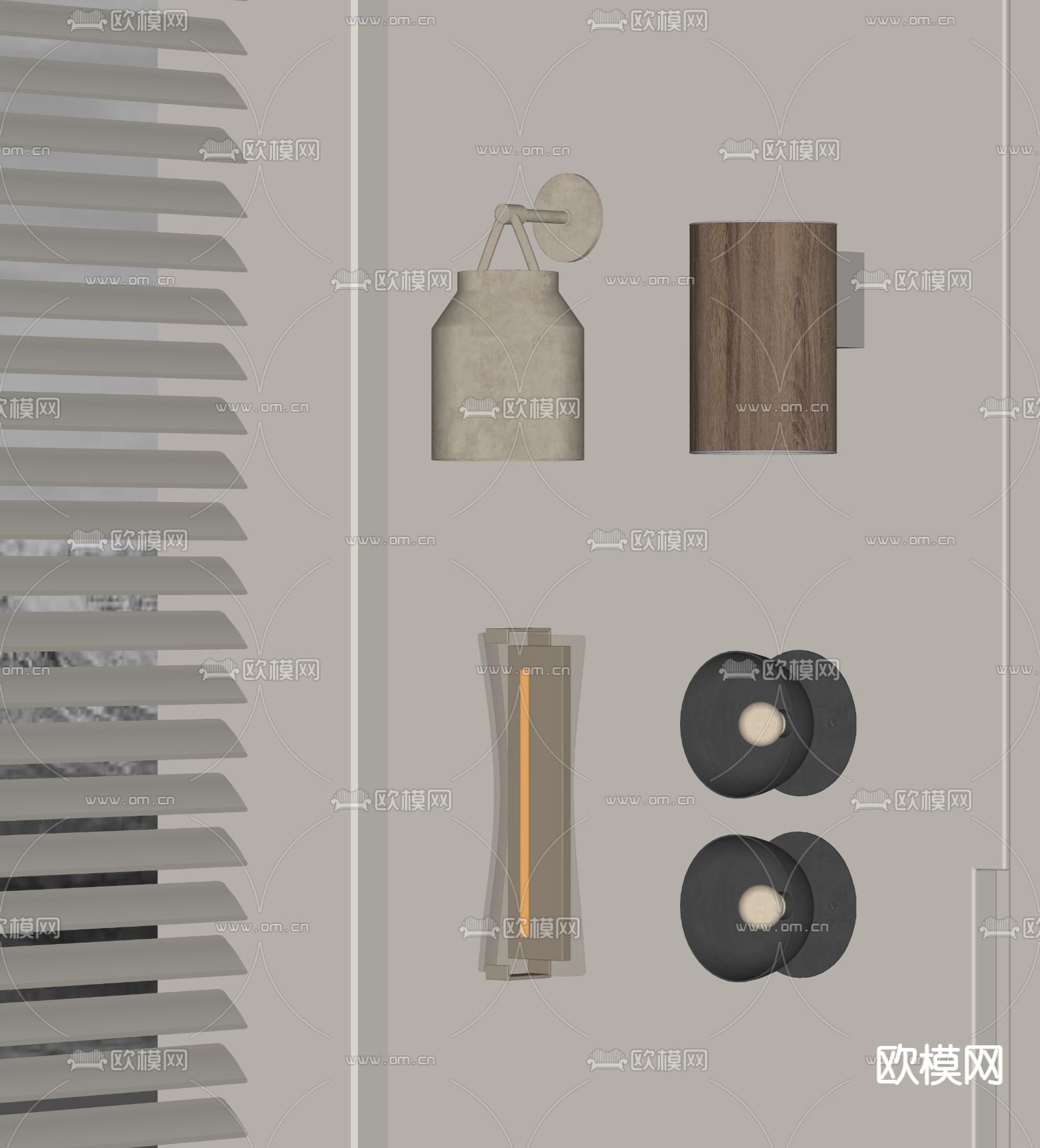 侘寂风极简壁灯su模型下载（渲染图1）