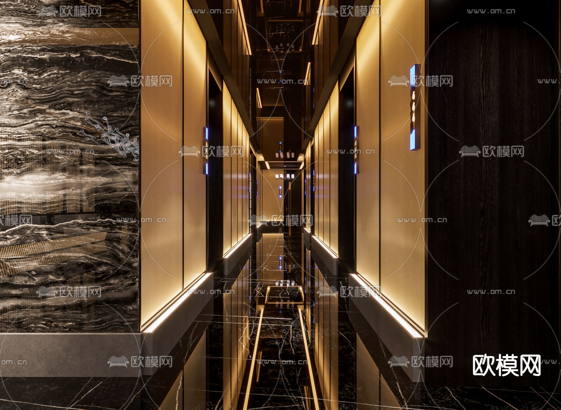 洗浴中心 走廊 过道3d模型下载（渲染图1）