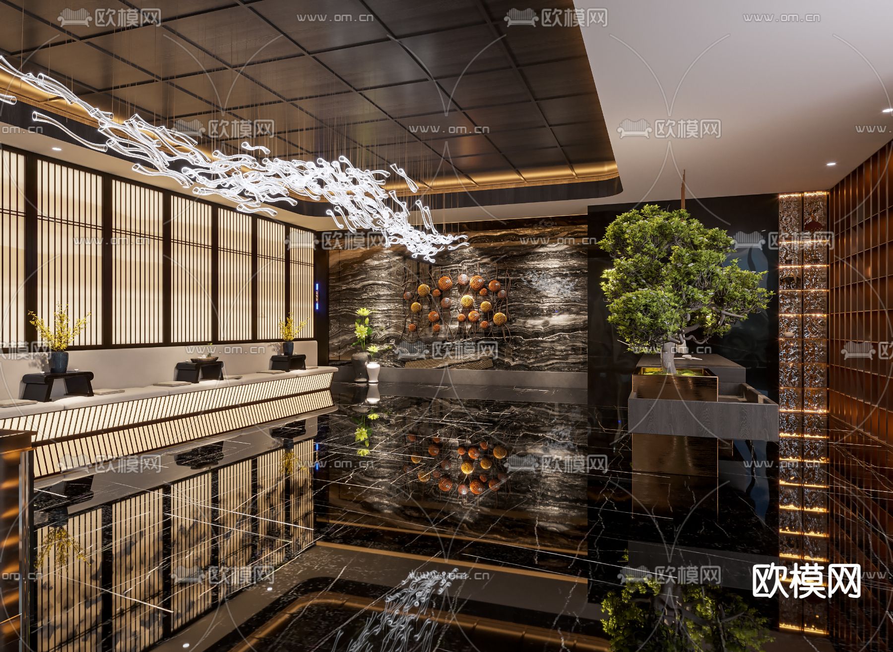 洗浴中心 走廊 过道3d模型下载（渲染图3）