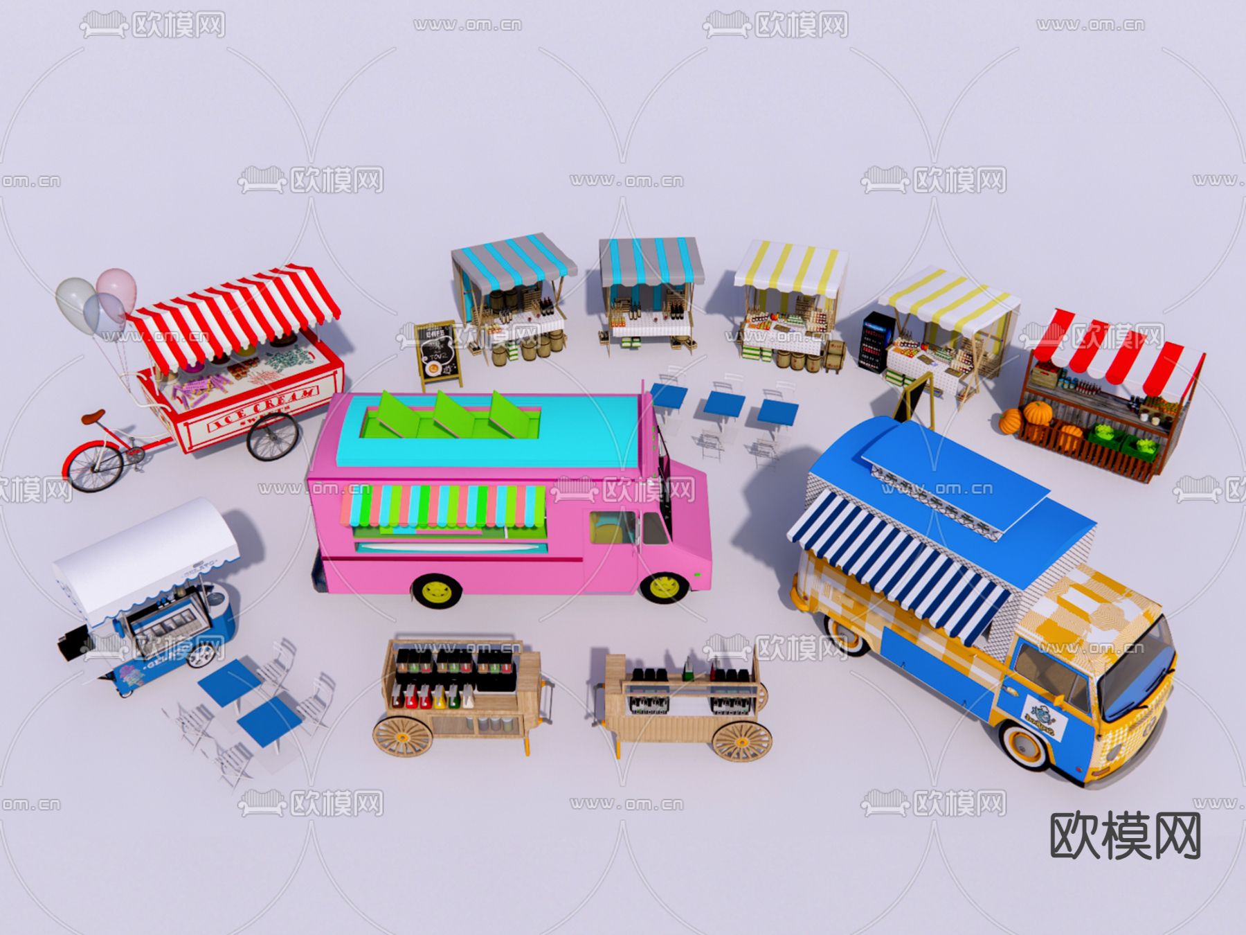 移动式售卖车su模型下载（渲染图2）