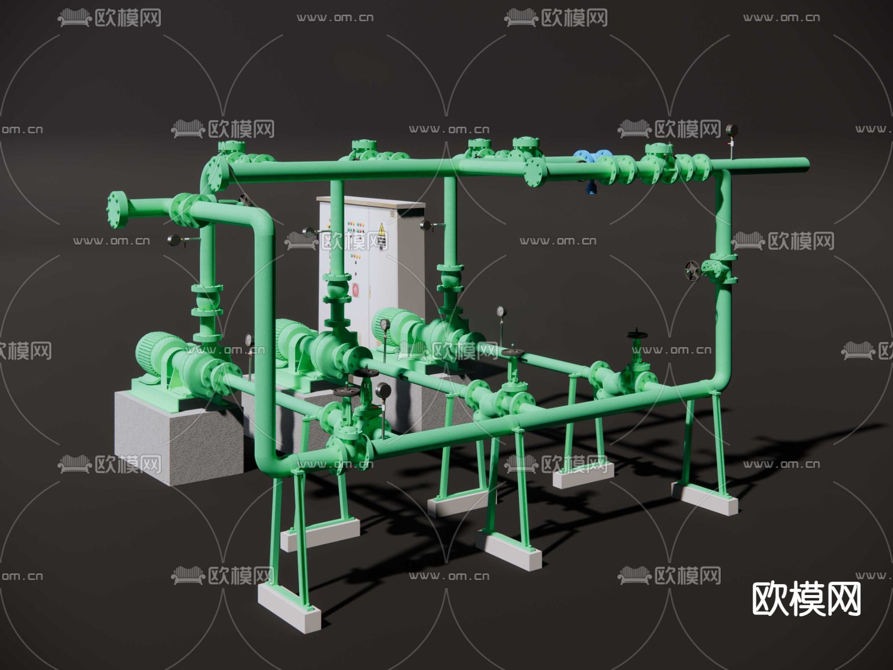 消防泵su模型下载（渲染图2）