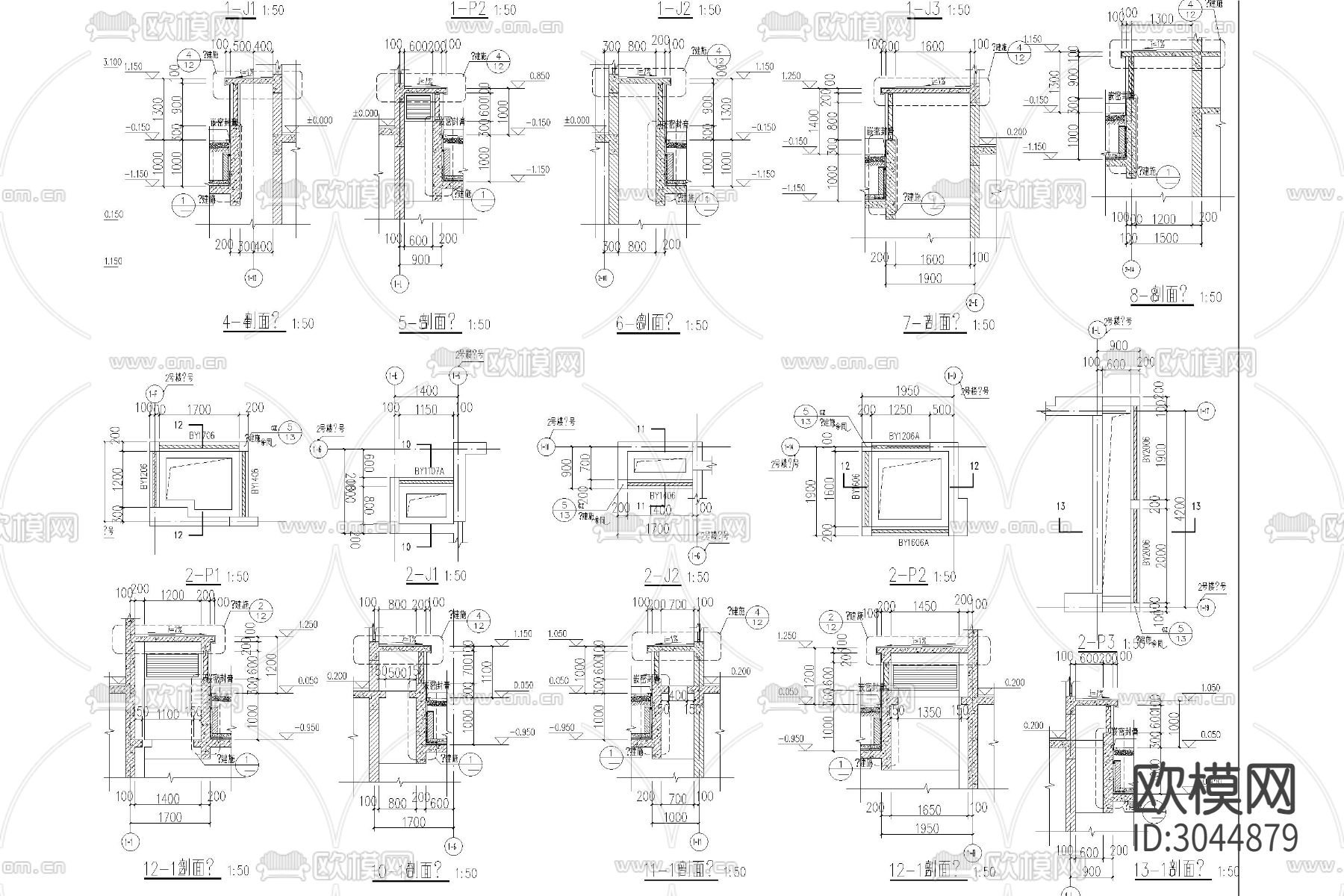 地下室 防水 风井cad图库下载（渲染图7）