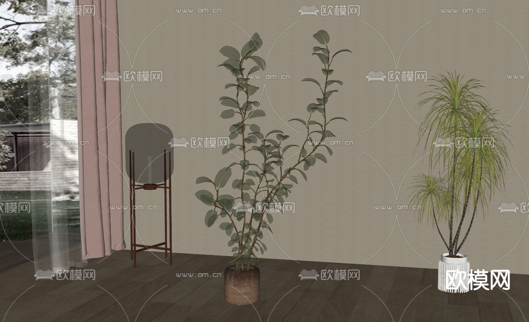 现代绿植 盆栽su模型下载（渲染图1）