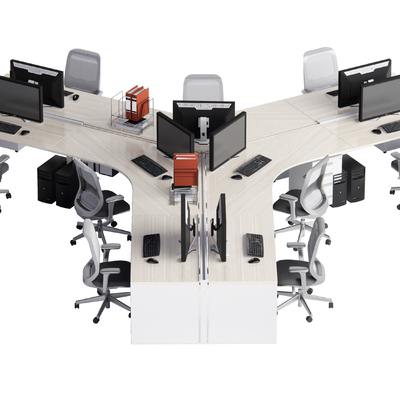  现代公共办公桌椅su模型 