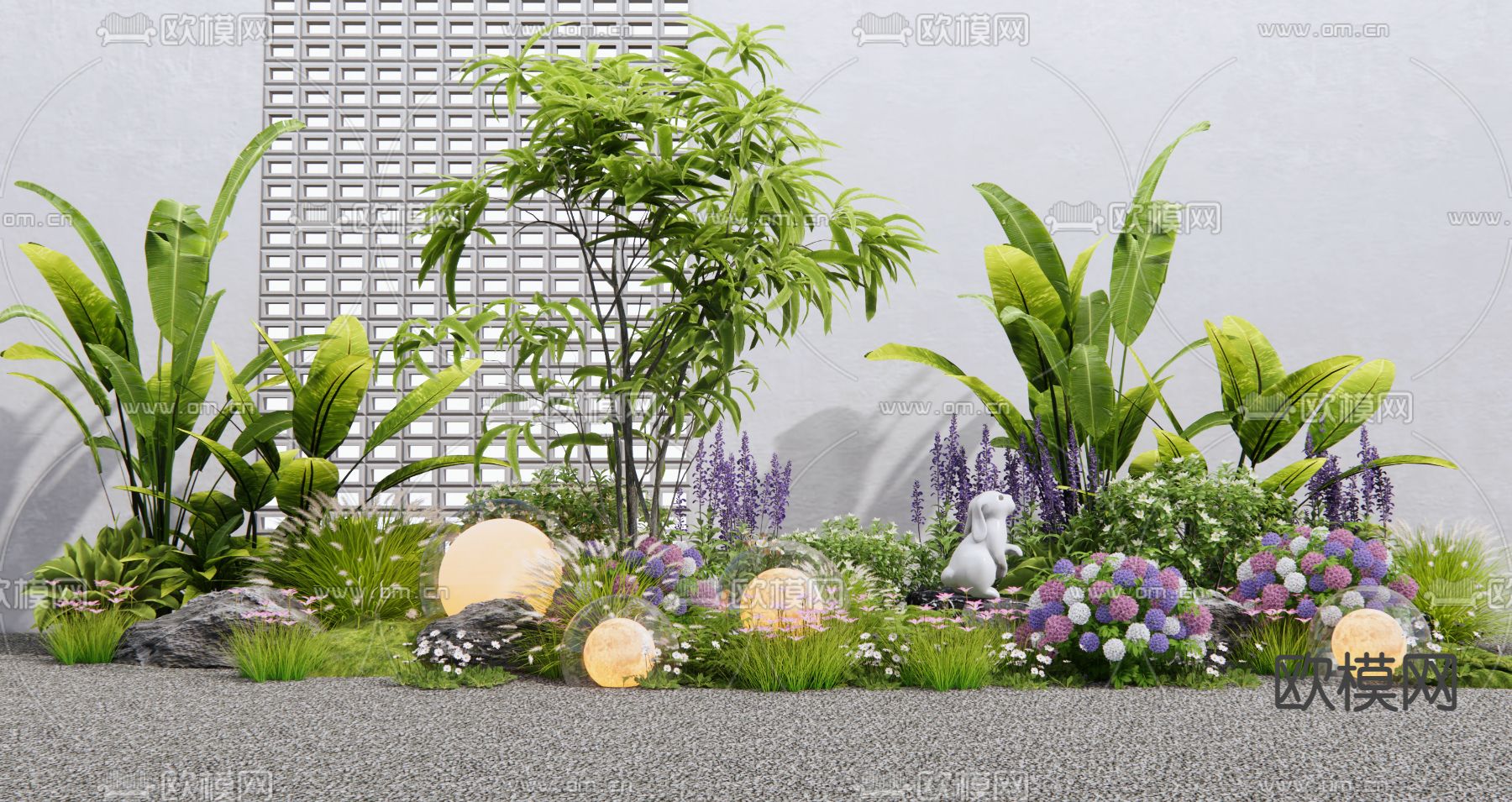 花境植物堆su模型下载（渲染图2）