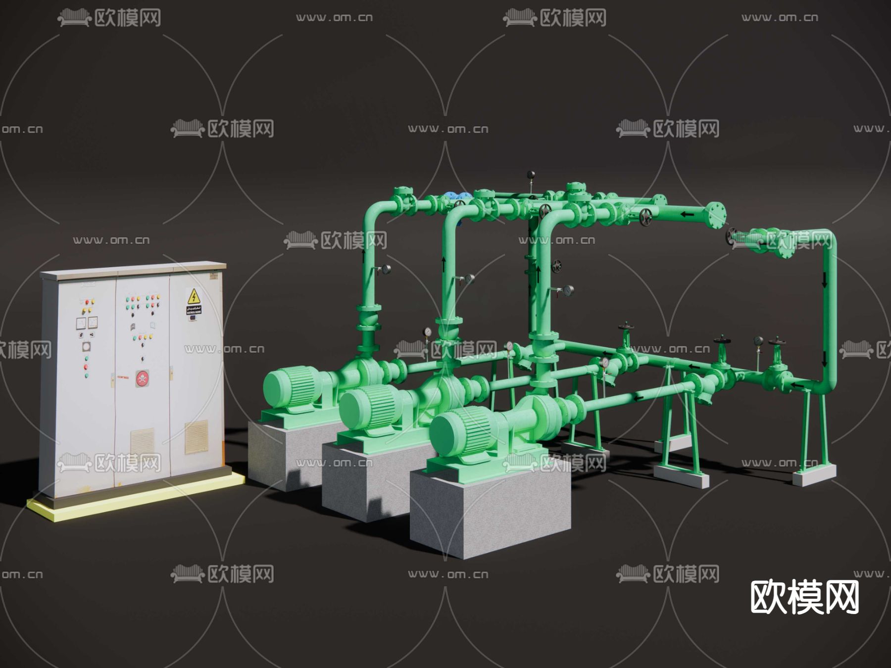 消防泵su模型下载（渲染图3）