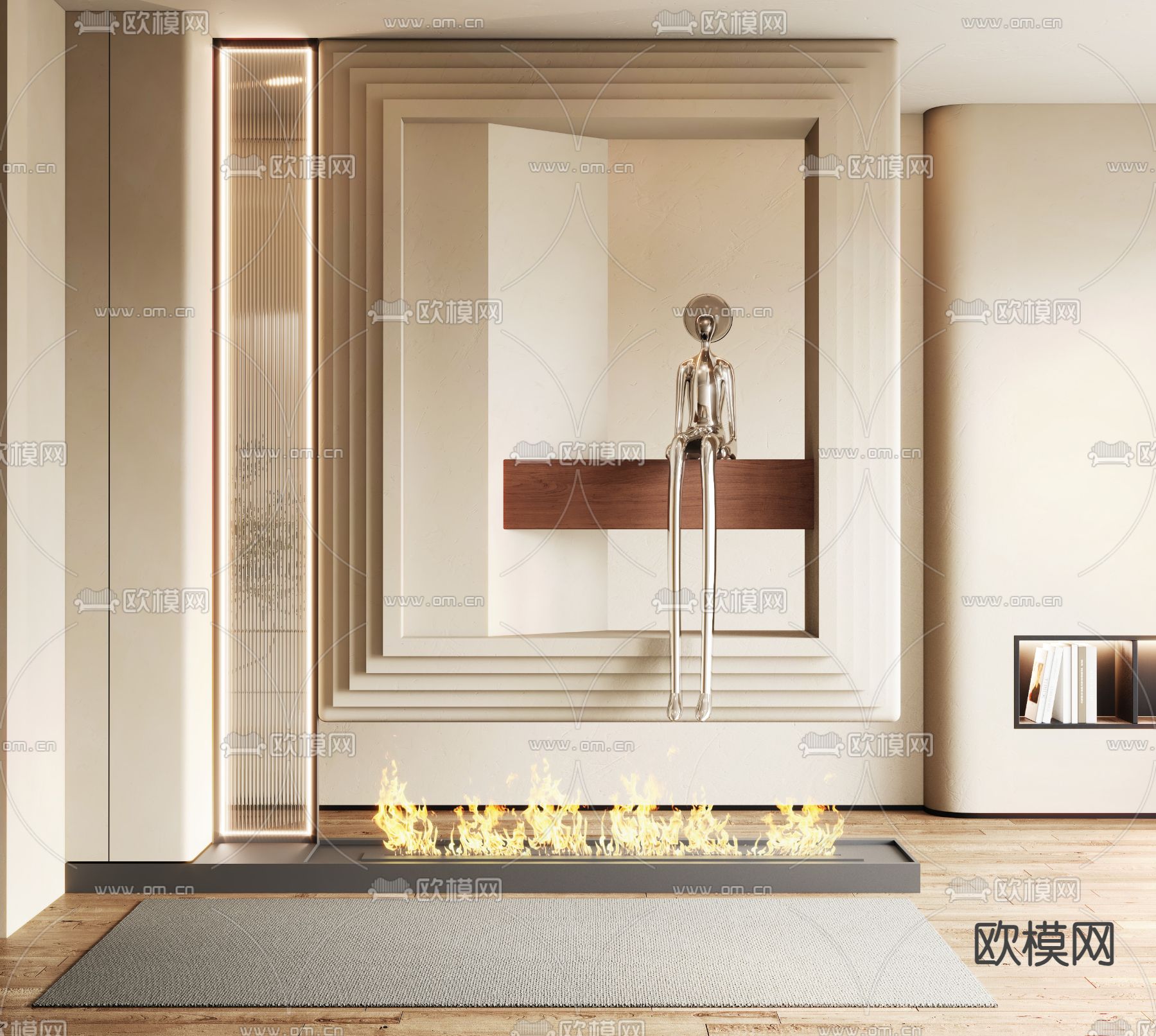 玄关隔断 壁炉隔断3d模型下载