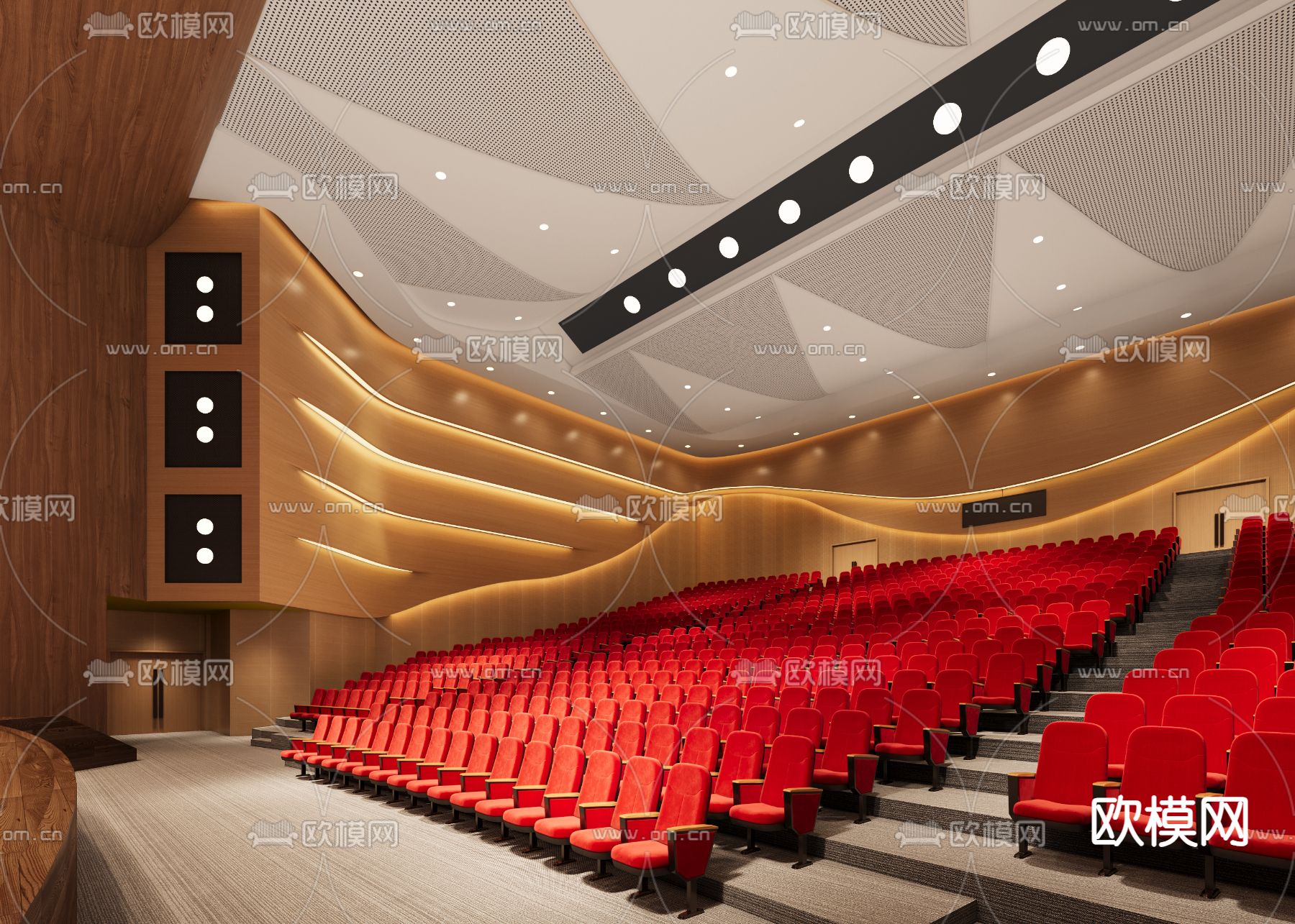 现代演讲厅 报告厅3d模型下载（渲染图2）