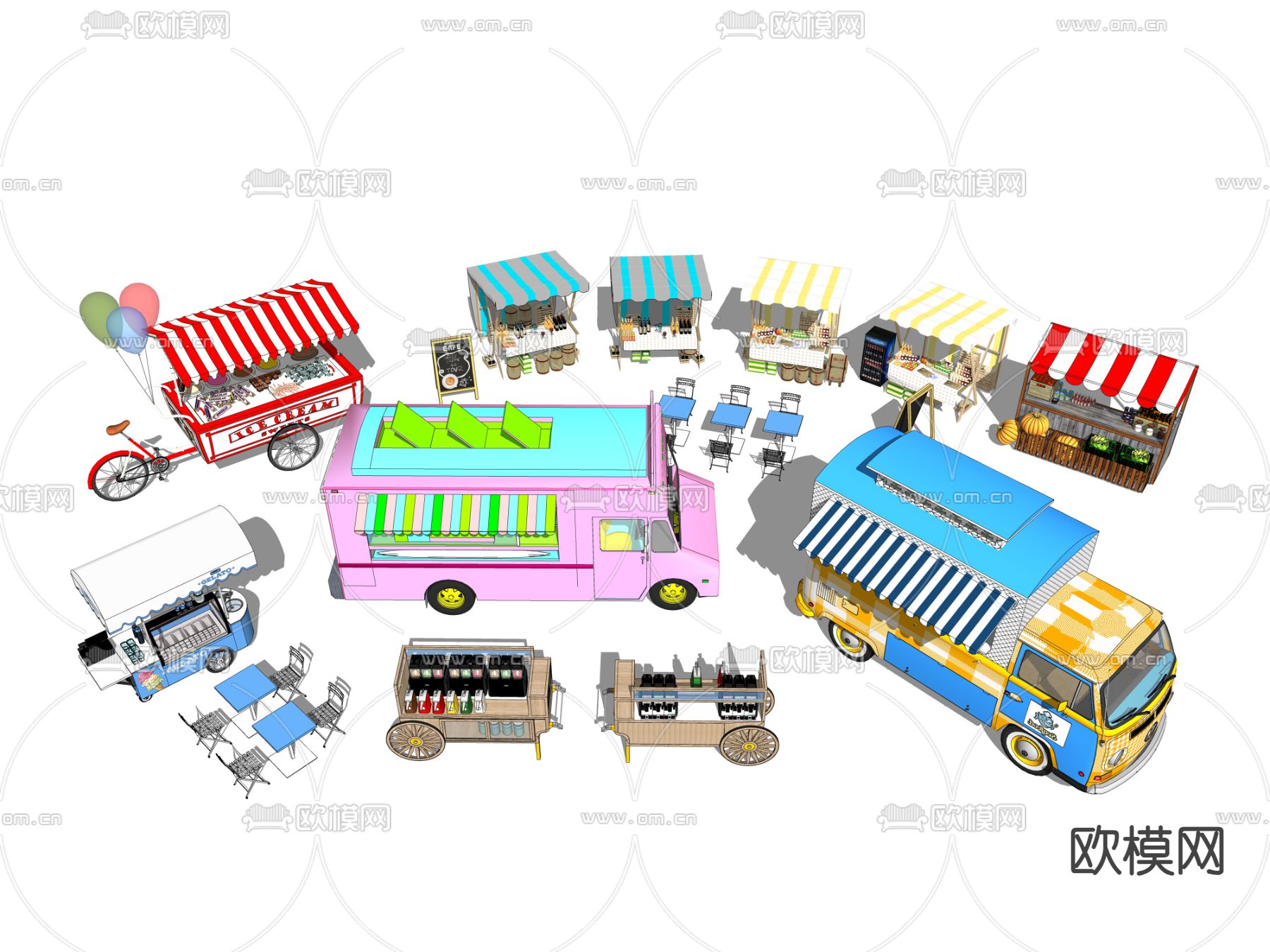 移动式售卖车su模型下载（渲染图1）