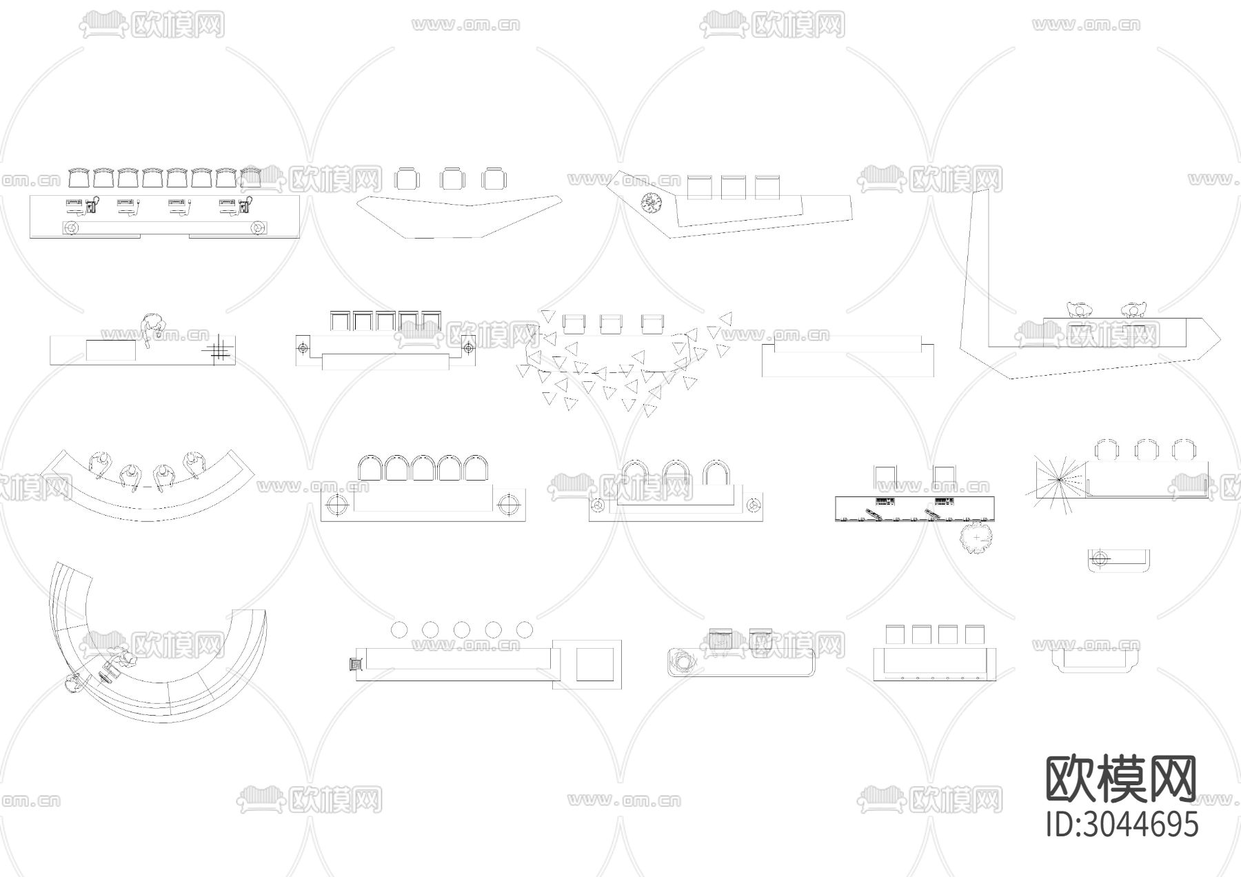 吧台岛台cad图库下载（渲染图4）