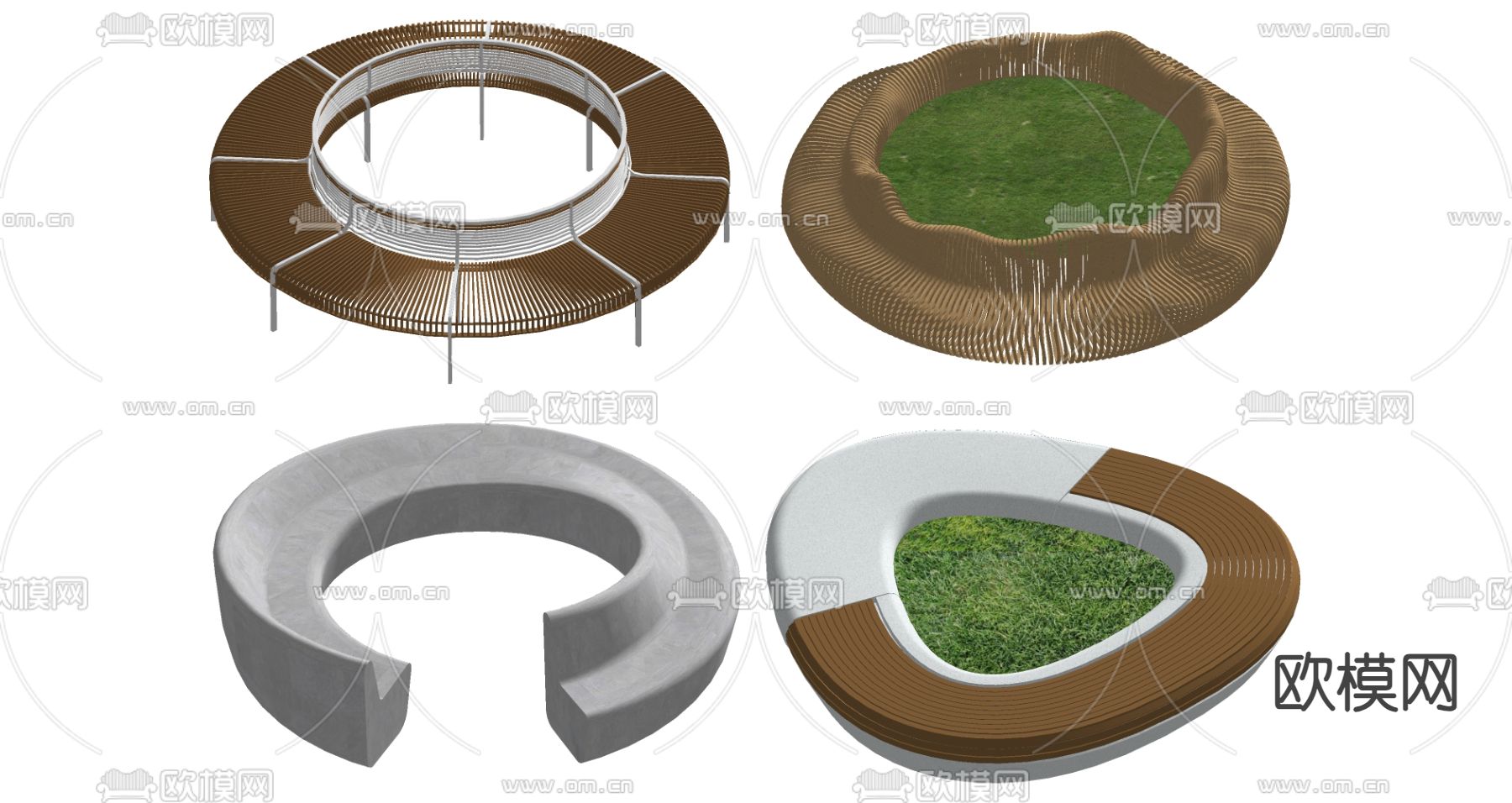 现代树池 景观座椅su模型下载（渲染图1）