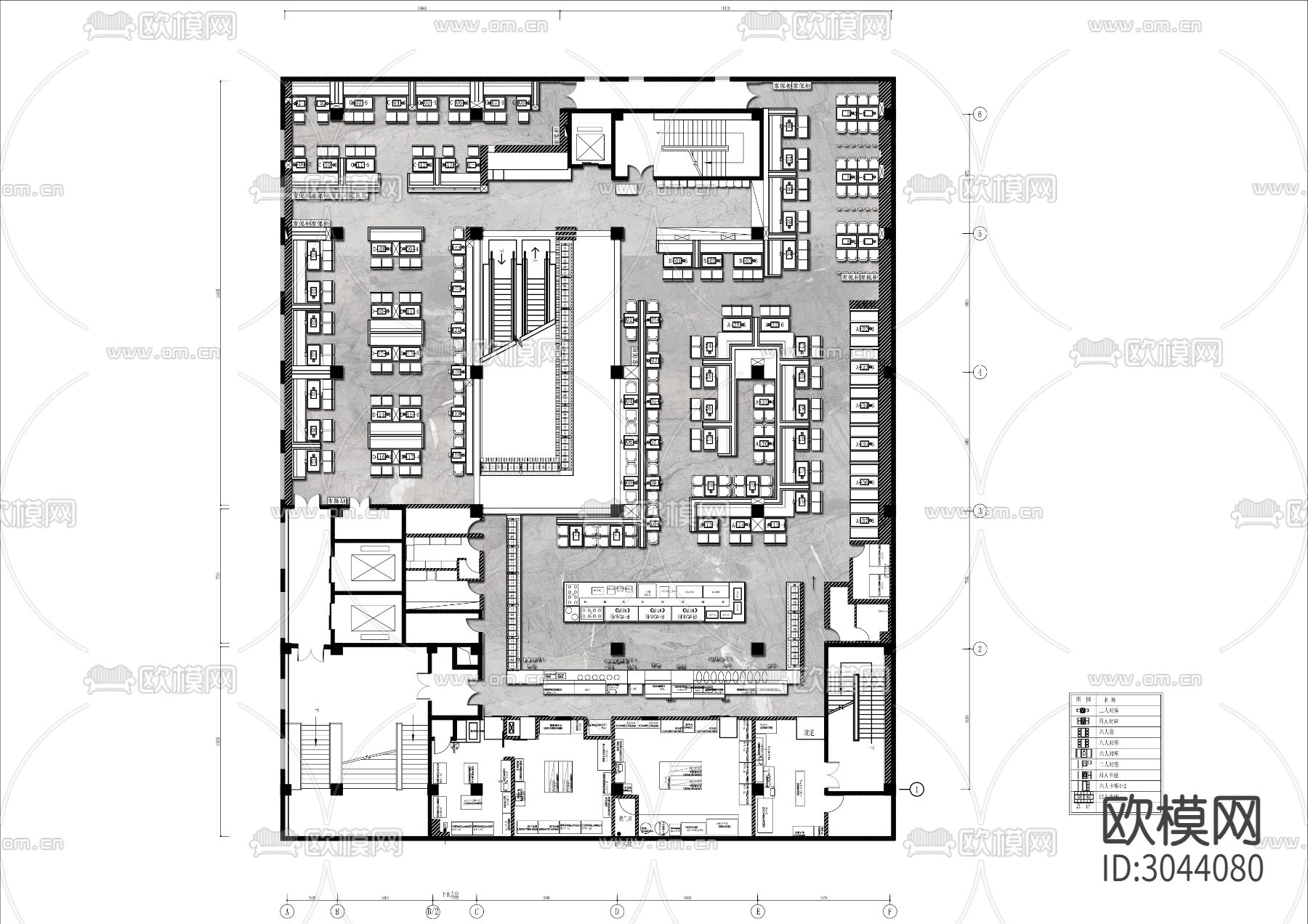 1300㎡自助烤肉店cad平面图下载
