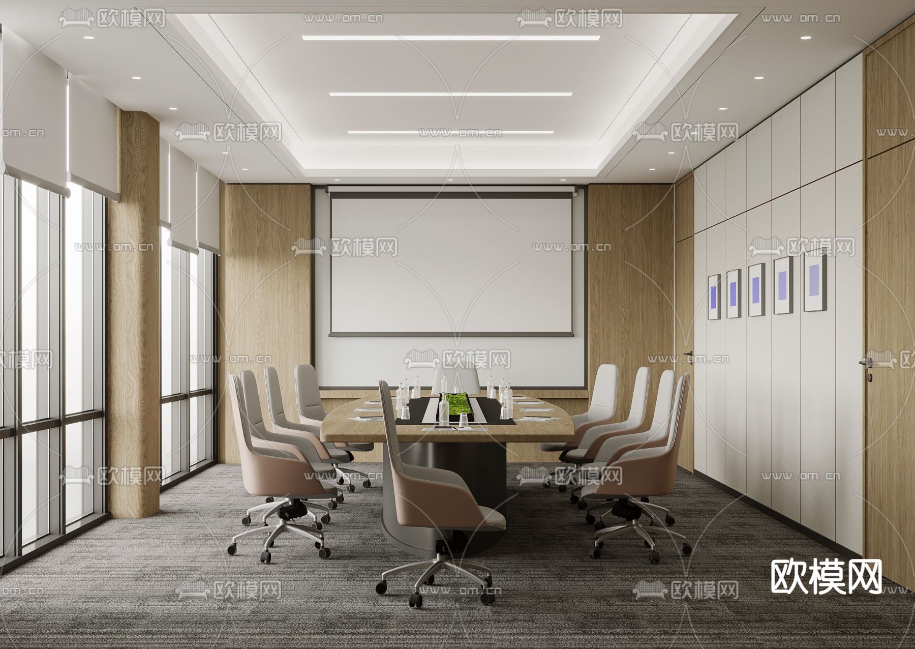 现代会议室3d模型下载