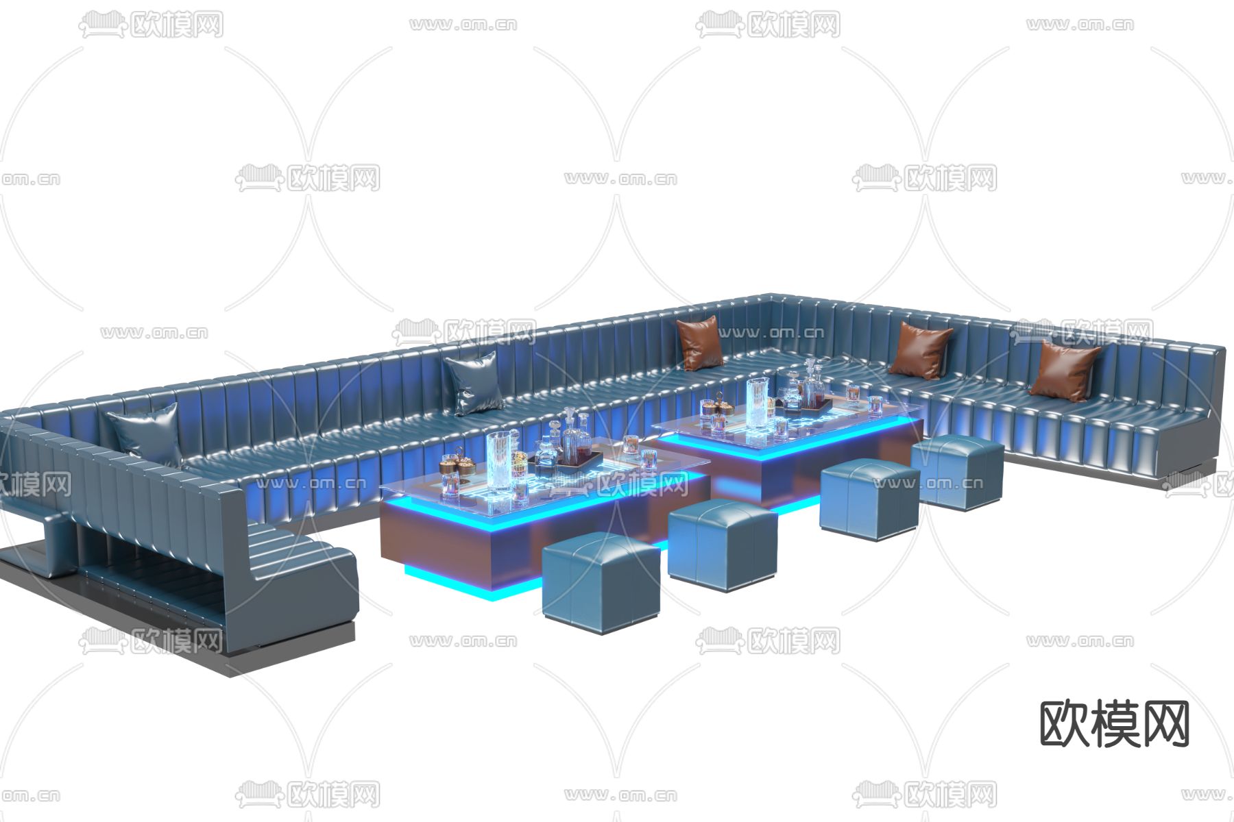 KTV包厢 卡座沙发3d模型下载（渲染图1）