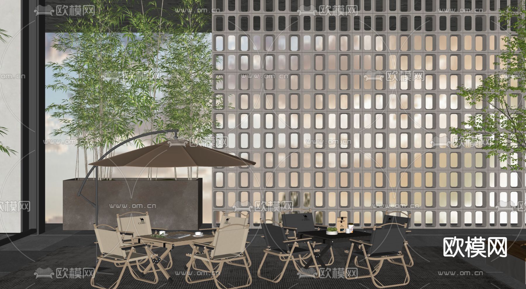 户外桌椅 露营桌椅 折叠桌椅su模型下载（渲染图1）