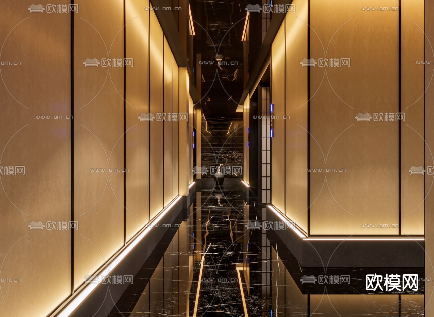 洗浴中心 走廊 过道3d模型下载（渲染图2）