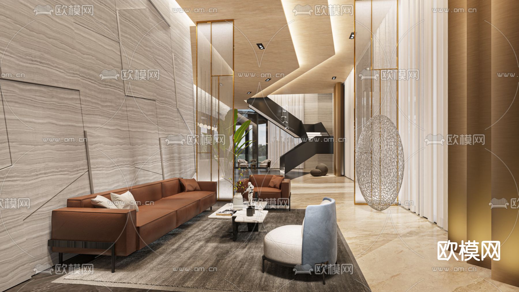 酒店接待室 大厅免费3d模型下载（渲染图1）