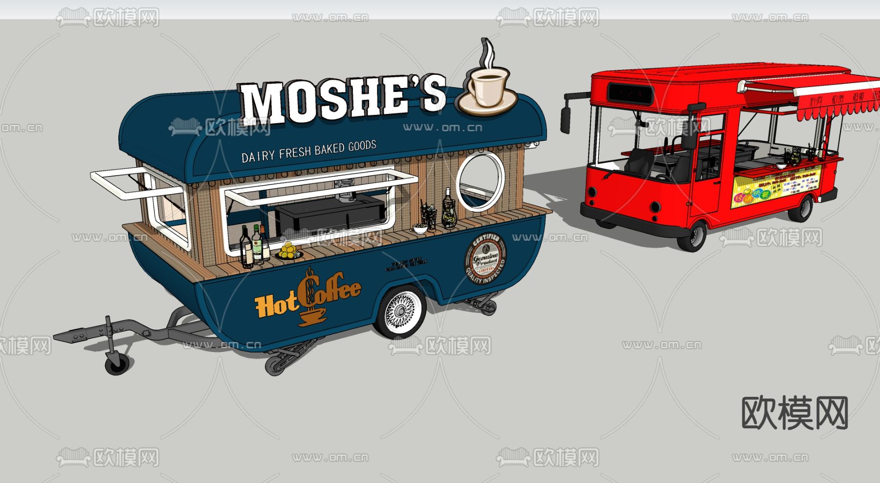 外卖出餐车su模型下载（渲染图1）