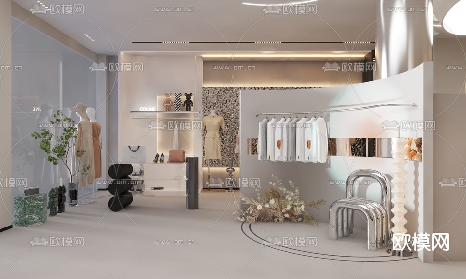 现代服装店 女装店3d模型下载_ID15068892_3dmax免费模型-欧模网